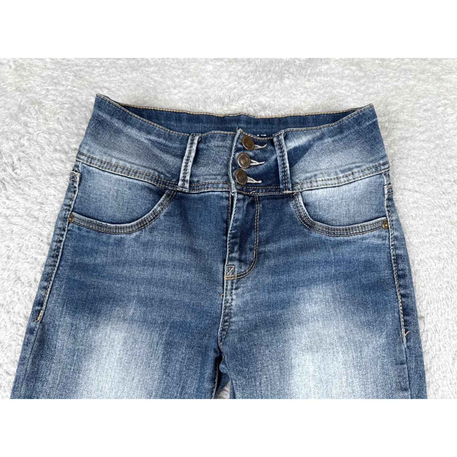 Vintage Wallflower Jeans Womens Skinny Jeans 5 Regular Fit Blue Denim Distressed Mid Rise Cotton Spandex Casual Size 27" / US 4 / IT 40 - 4 Thumbnail