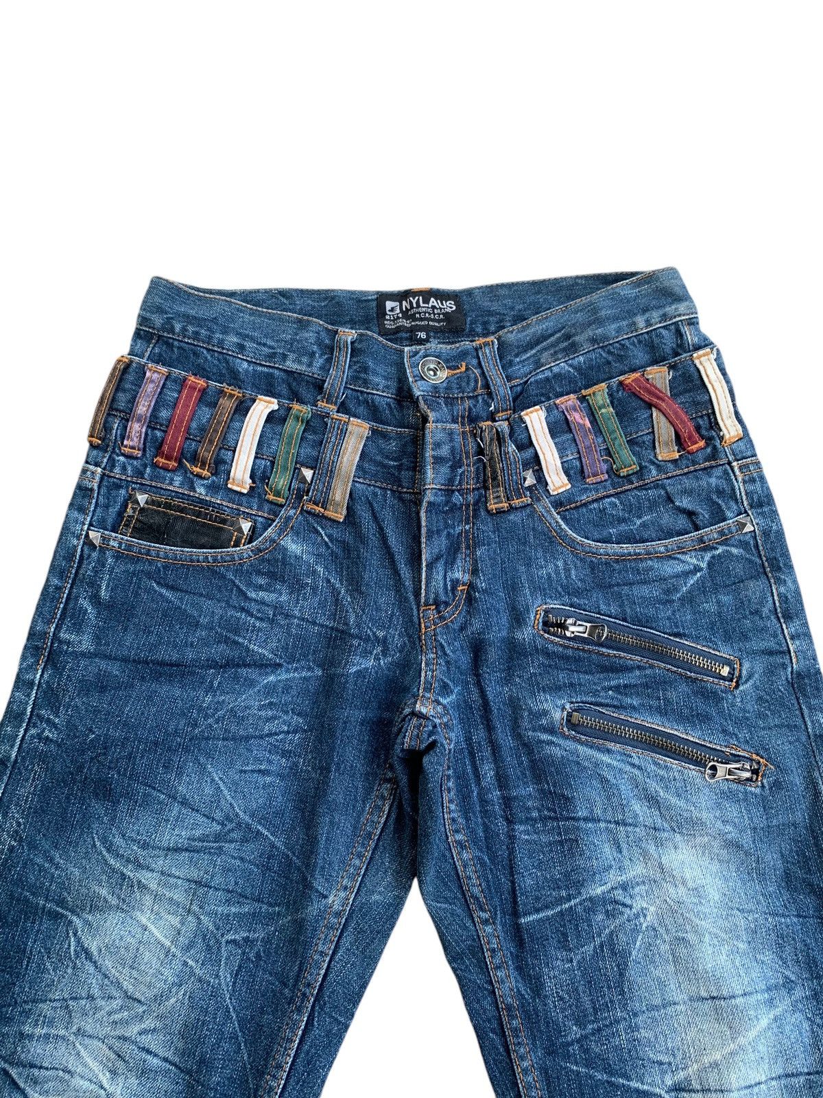 Japanese Brand NYLAUS DOUBLE WAIST MUDWAST DISTRESSED DENIM Size US 29 - 7 Thumbnail