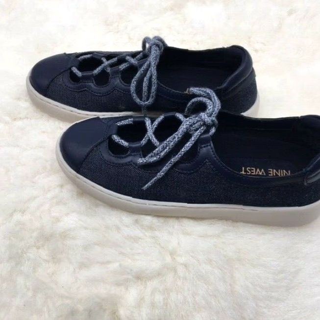 Nine West VINTAGE Nine West Pylot NVY Blue Jean Fashion Sneaker Women's Shoes Size 5 M Shoes US 5 M Womens Blue Jeans Casual Athletic Sneakers Size 27" / US 4 / IT 40 - 3 Thumbnail