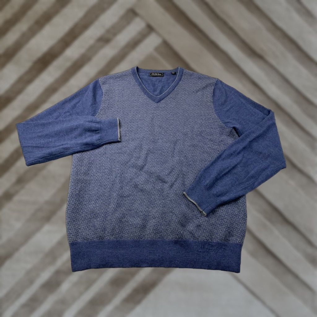 Saks Fifth Avenue Saks Fifth Avenue Sweater Mens V-Neck Wool Knit Pullover Blue M Size US M / EU 48-50 / 2 - 1 Thumbnail