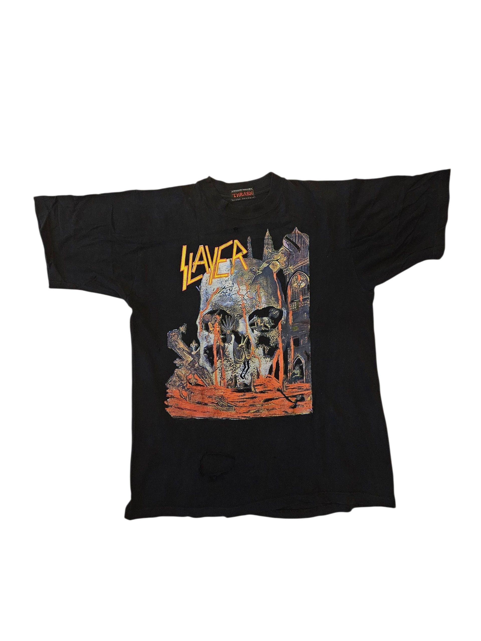 Vintage Vintage Distress Bootleg Slayer Band Tshirt Size US L / EU 52-54 / 3 - 1 Thumbnail