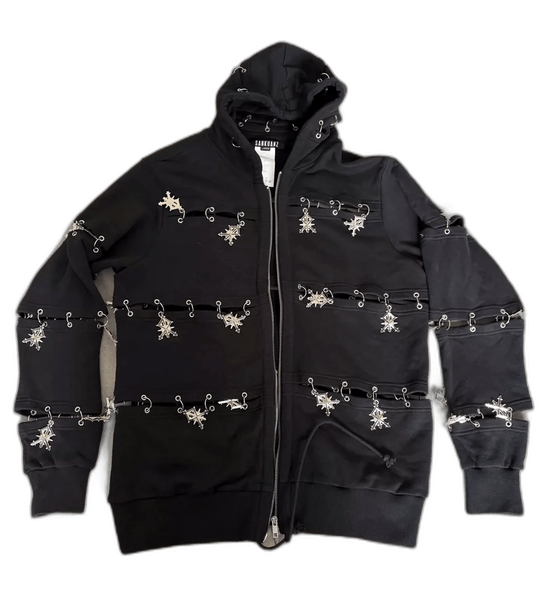Yohji Yamamoto Stylish Black Hoodie with Silver Details-2506 Size M / US 6-8 / IT 42-44 - 1 Thumbnail
