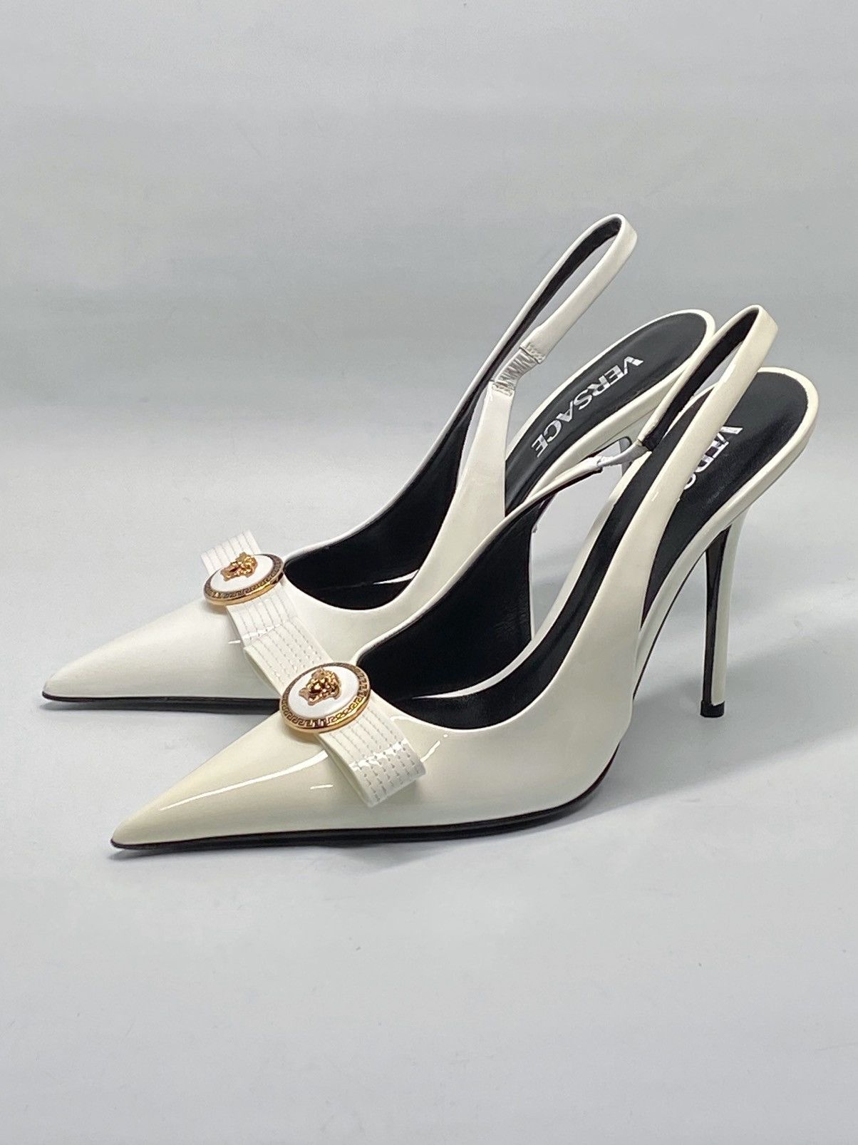 Versace Gianni Ribbon 110mm Slingback Pumps size 37.5