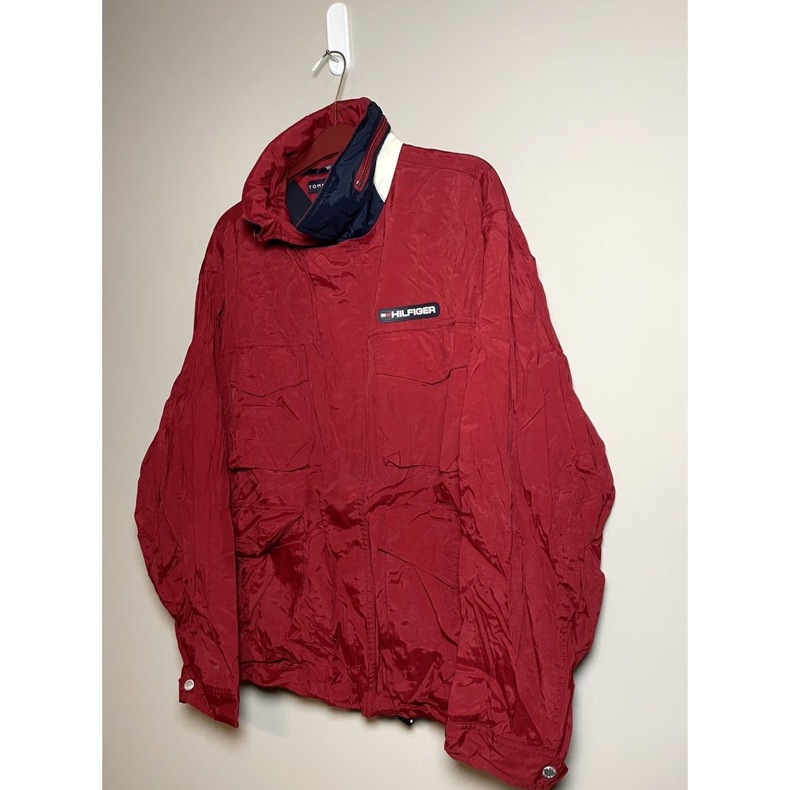 Tommy Hilfiger VINTAGE Tommy Hilfiger Jacket Men XL Red 90s Bomber Zip Snap Logo Zipper Athletic Casual Travel Fall Spring Girls? Mens Size US XL / EU 56 / 4 - 2 Thumbnail