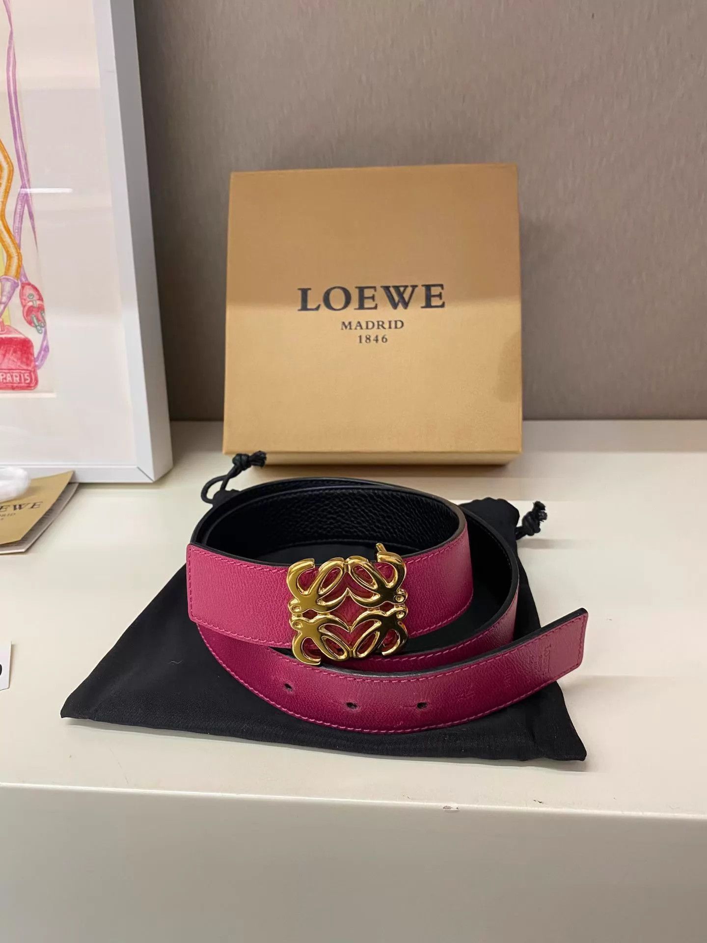 Loewe Loewe Double Sided Gold Buckle Belt 97x3 Good Size ONE SIZE - 3 Thumbnail