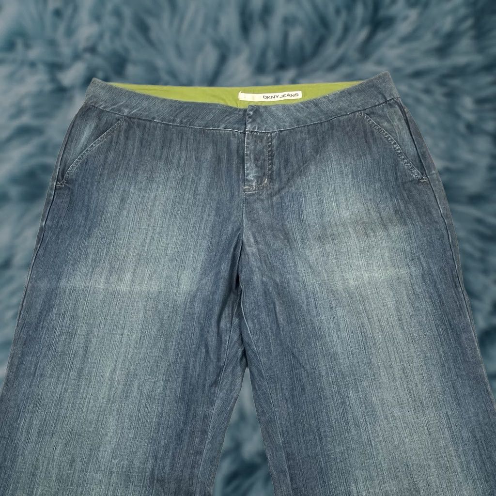 DKNY DKNY JEANS Trouser Jean Pants Flare Leg Lightweight Womens Regular 14 Blue 100% Cotton Size 29" - 1 Thumbnail