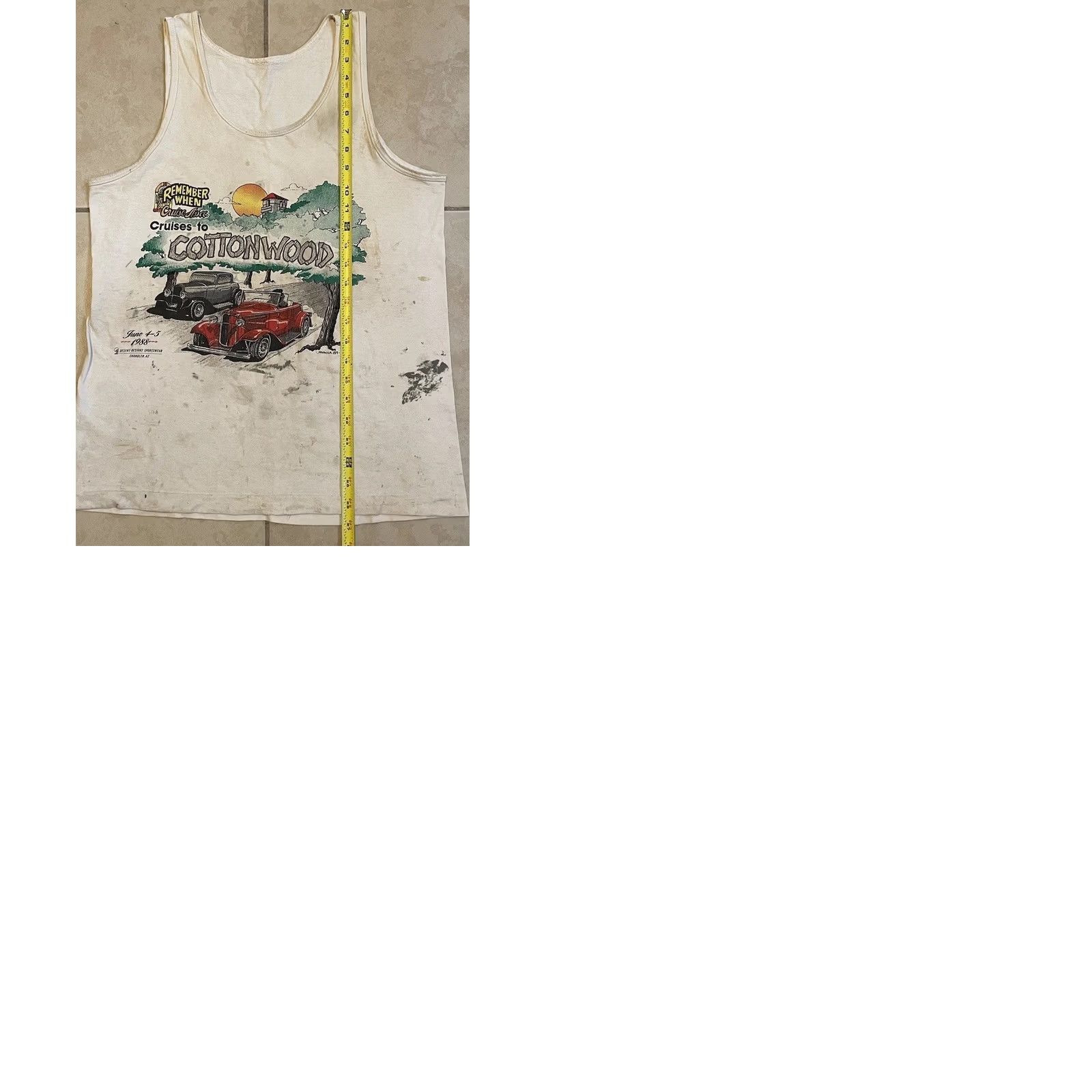 Vintage VINTAGE 80s Arizona Hot Rod Thrashed Faded Distressed Tank Top S White, Single Stitch, Men, T-Shirt, Sleeveless, Small, Cars, Biker, Punk, Grunge Size US S / EU 44-46 / 1 - 10 Thumbnail