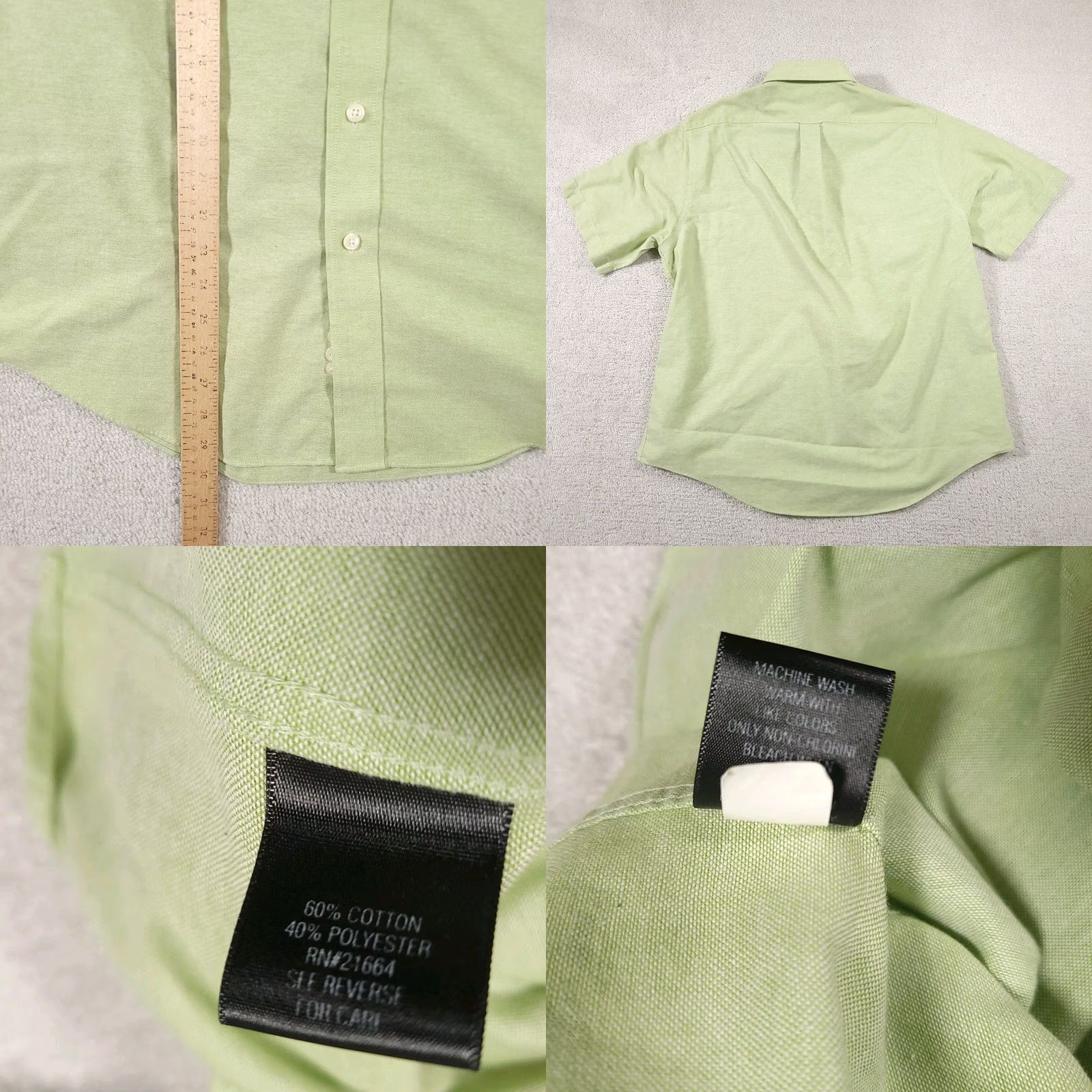 Croft & Barrow Croft & Barrow Oxford Button Down Shirt Mens 17 Short Sleeve Green Size US XL / EU 56 / 4 - 8 Thumbnail