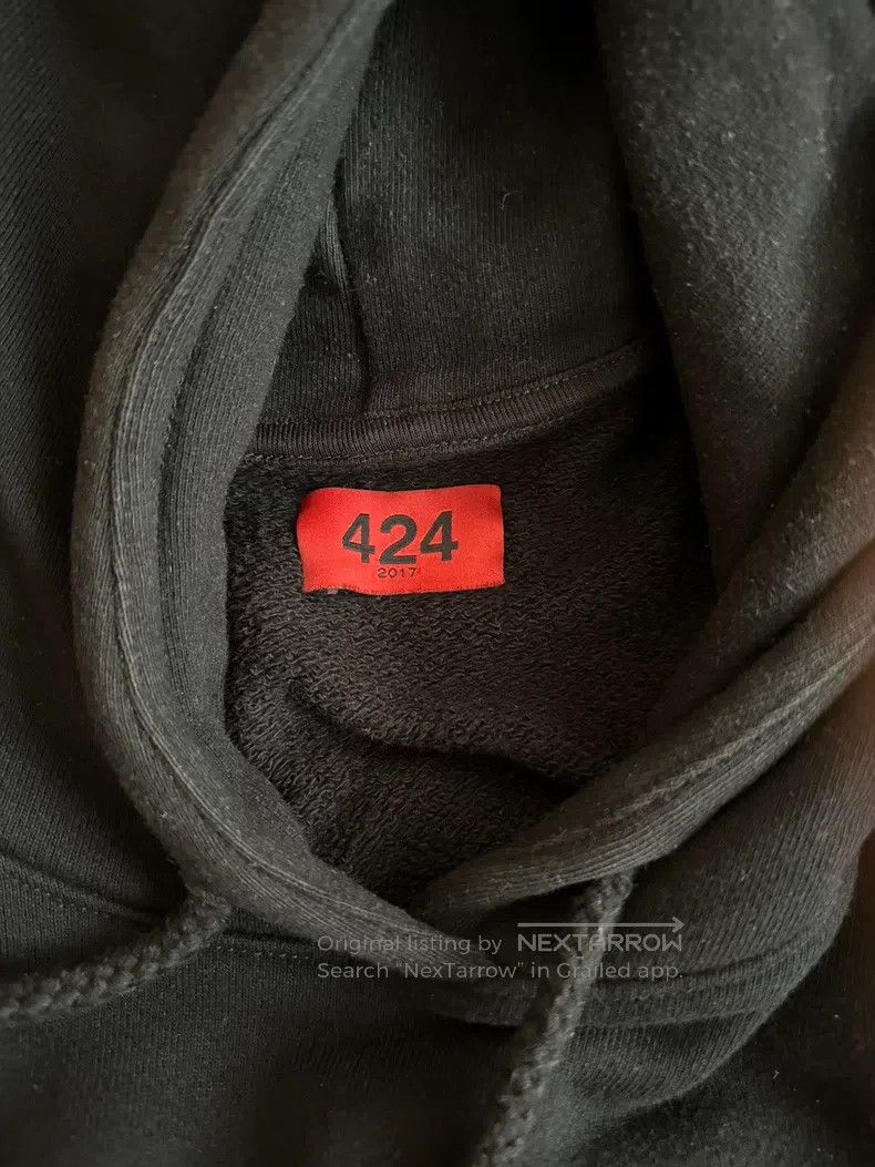 424 424 Black Yellow Flock Printed Retro Street Hoodie Size US XL / EU 56 / 4 - 2 Thumbnail
