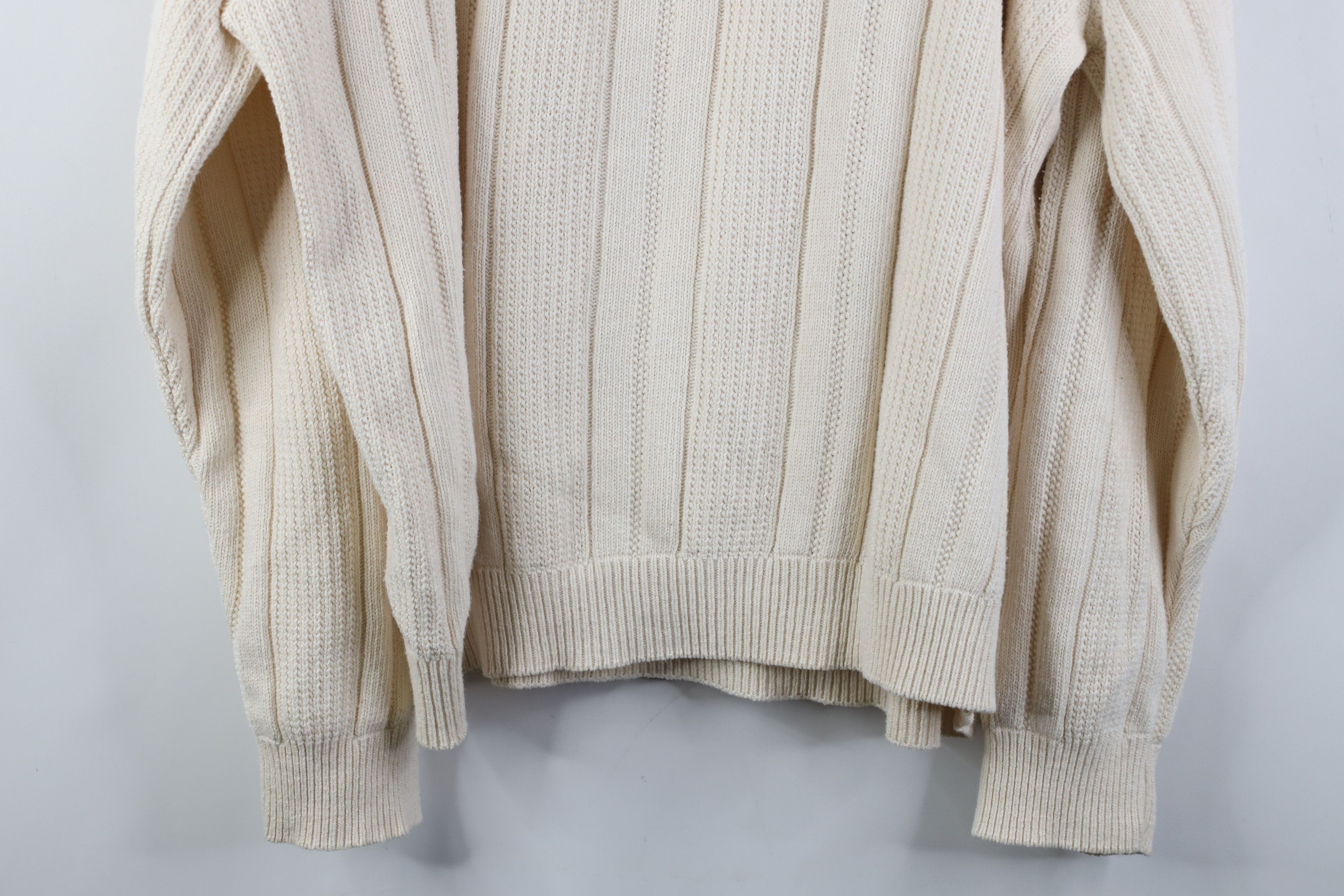 Vintage Vintage 90s Streetwear Ribbed Knit Crewneck Sweater Beige Size US XL / EU 56 / 4 - 10 Thumbnail
