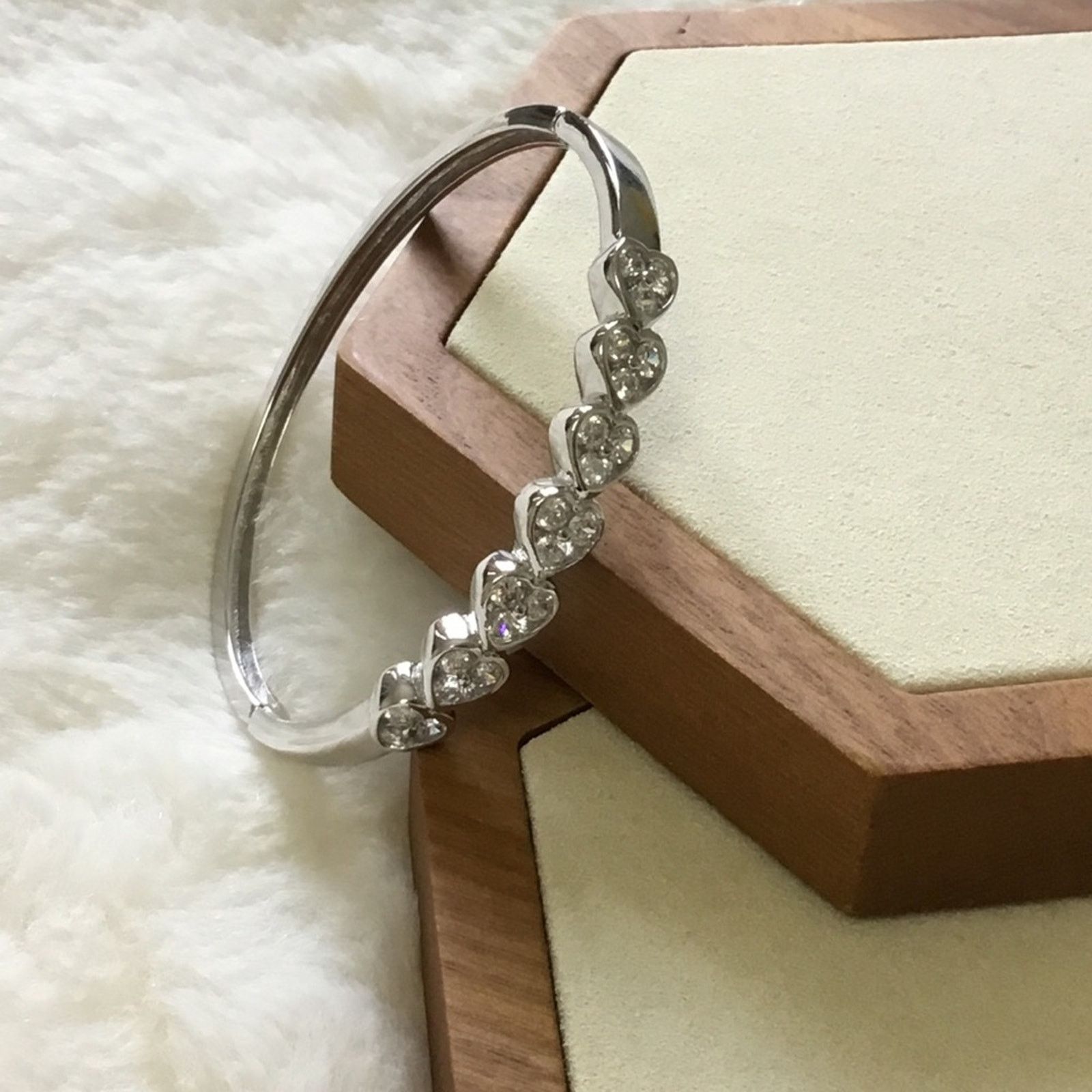 Other Silver Hearts with Vibrant Crystals Bangle Size ONE SIZE - 1 Thumbnail