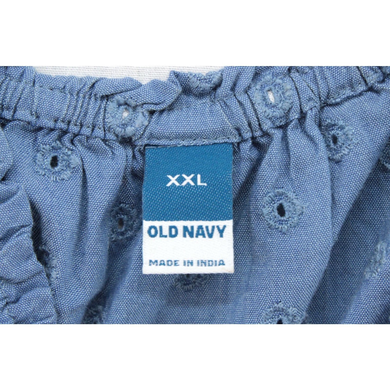 Old Navy Old Navy Top Blouse Women's XXL Blue Denim Ruffle Smock Boho Prairie Western Cottagcore Size XXL / US 16-18 / IT 52-54 - 4 Thumbnail