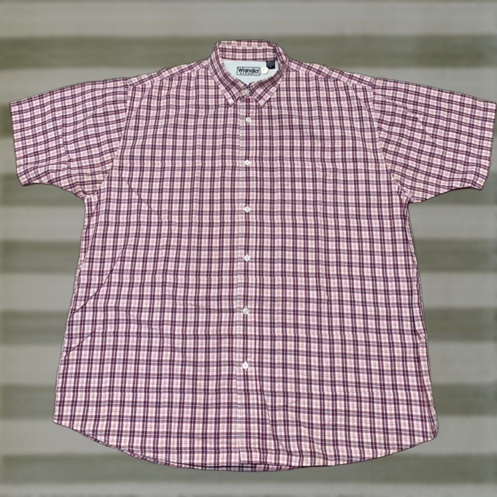 Wrangler Wrangler Short Sleeve Shirt Mens XL Plaid Button-Up Western Color Pink Red White Pattern Size US XL / EU 56 / 4 - 1 Thumbnail