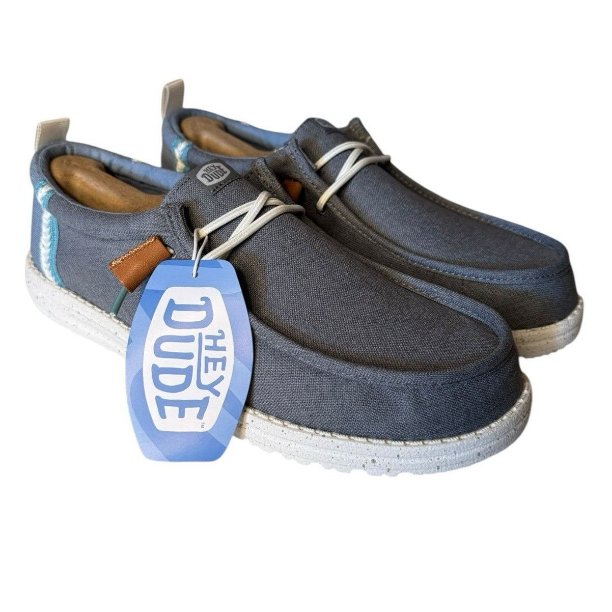 Hey Dude New Men's Wally Linen Gray Shoes Size 12 Comfort in Grey