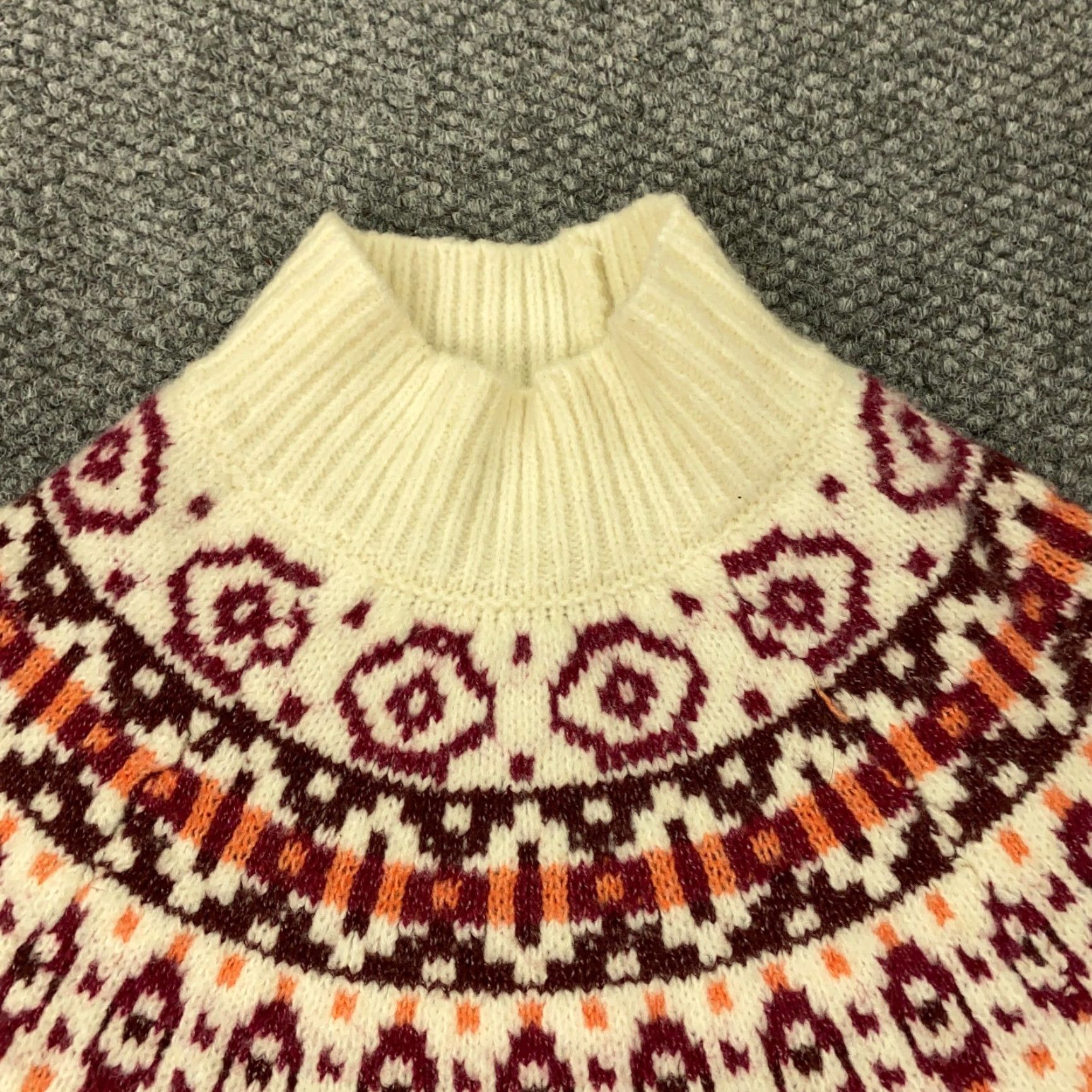 Vintage Cupcakes & Cashmere Sweater Womens XS Ivory Mock Neck Geometric Cable-Knit Pullover #1 Sweatshirt? Size XS / US 0-2 / IT 36-38 - 4 Thumbnail