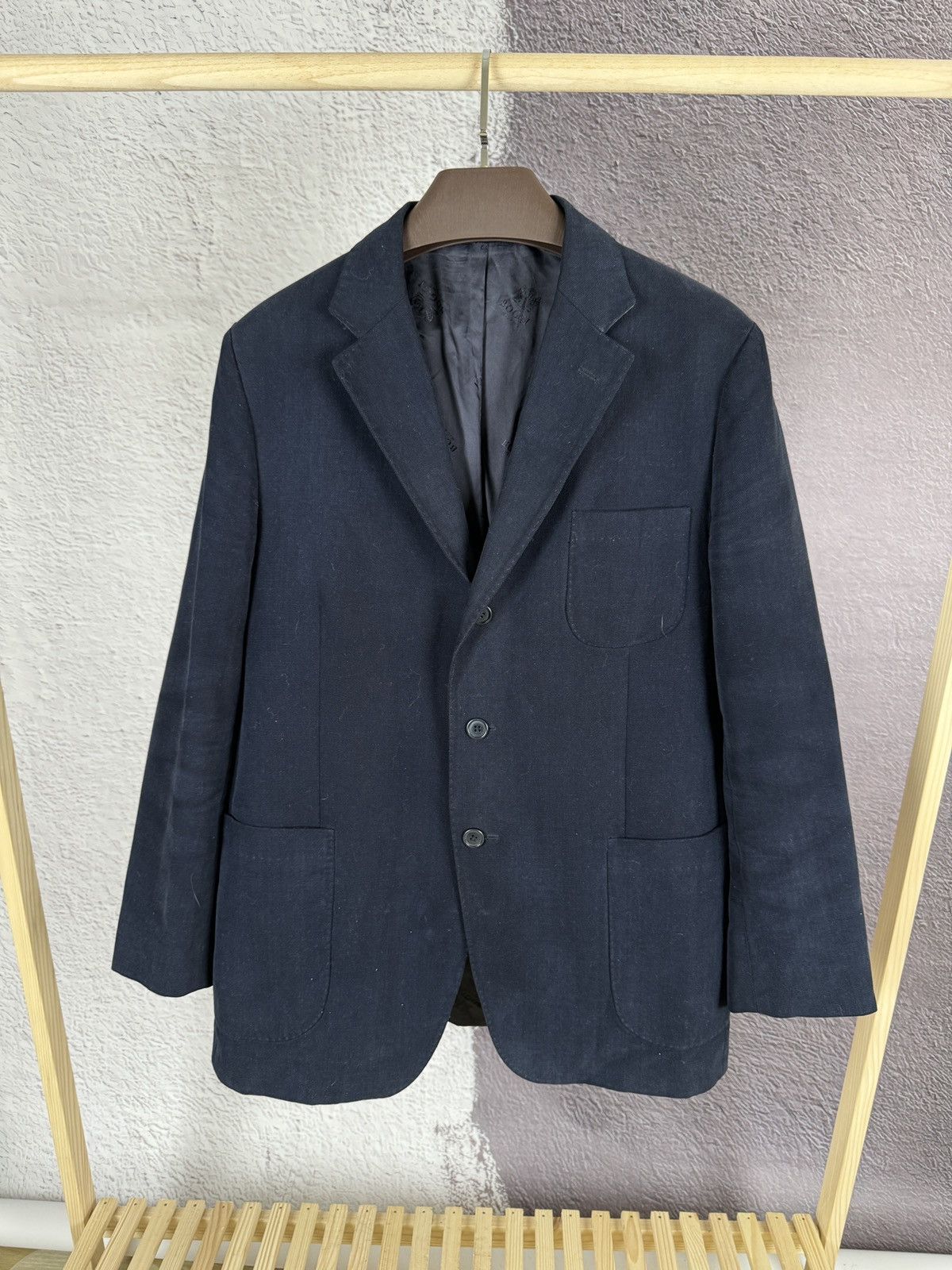 Boggi Boggi Milano vintage blue cotton 3 button blazer Size 44R - 2 Thumbnail