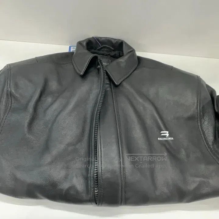 Balenciaga Balenciaga Black Logo Oversized Leather Jacket. Size US XS / EU 42 / 0 - 7 Thumbnail