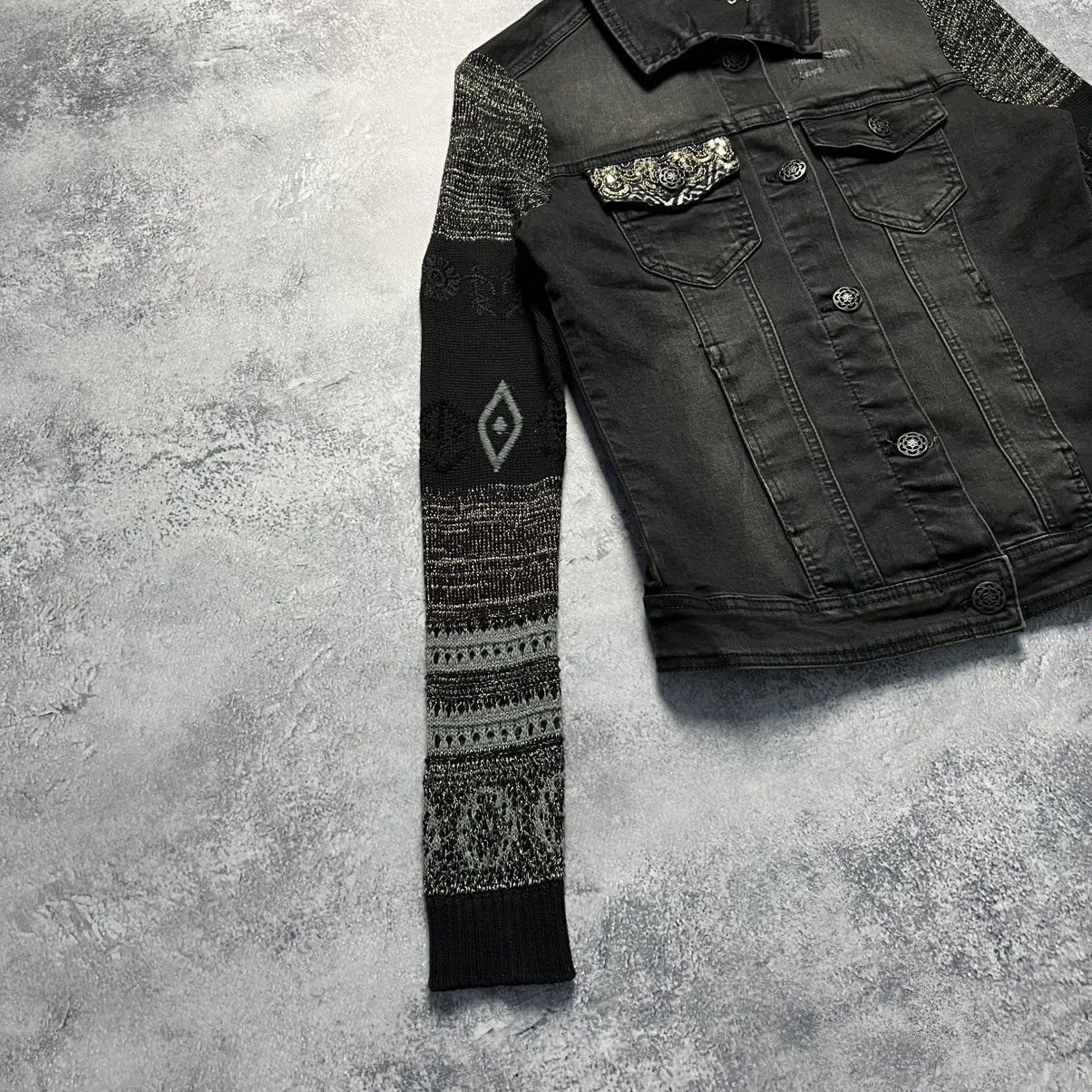 Desigual × Vintage Vintage Desigual Denim Jacket Knitted Sleeve Y2K Streetwear Size XS / US 0-2 / IT 36-38 - 4 Thumbnail