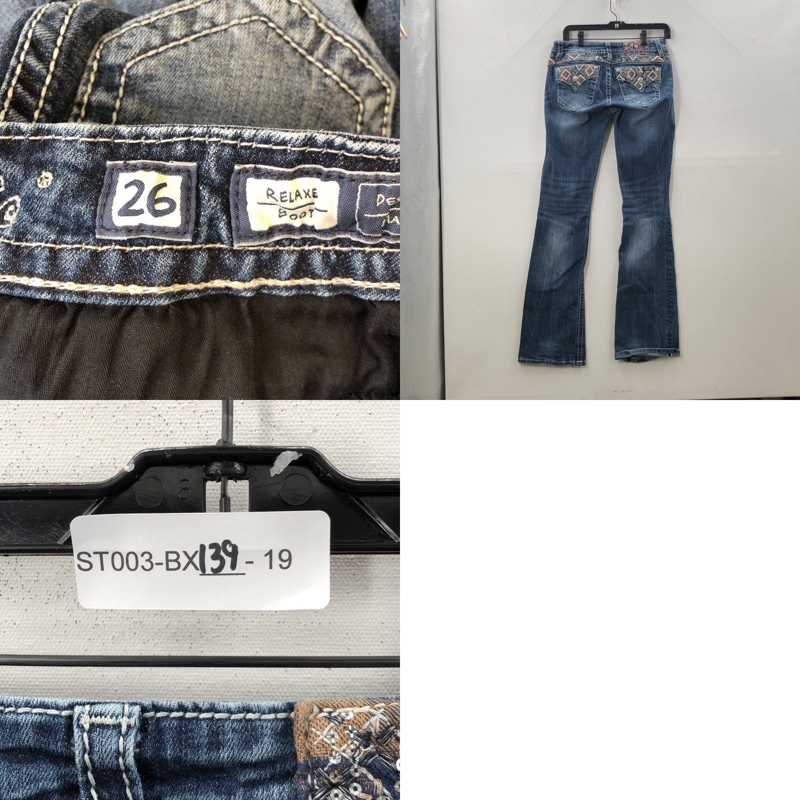 Miss Me Miss Me Jeans Bootcut Denim Women 26 Light/Medium Blue Relaxed Fit Inseam 33 in 5-Pocket Accents Button Belt Loops Mens Womens Girls Boys Size 26" / US 2 / IT 38 - 8 Thumbnail