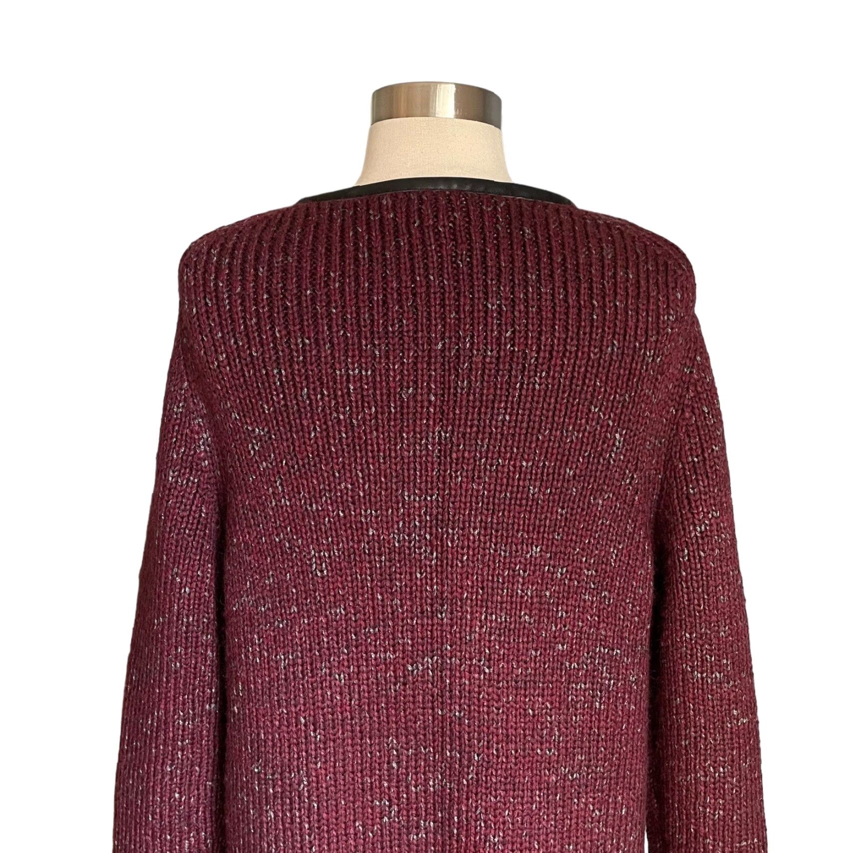 Vintage Ports 1961 Knit Wool Blend w/ Leather Trim Sweater Jacket Purple M Size M / US 6-8 / IT 42-44 - 6 Thumbnail