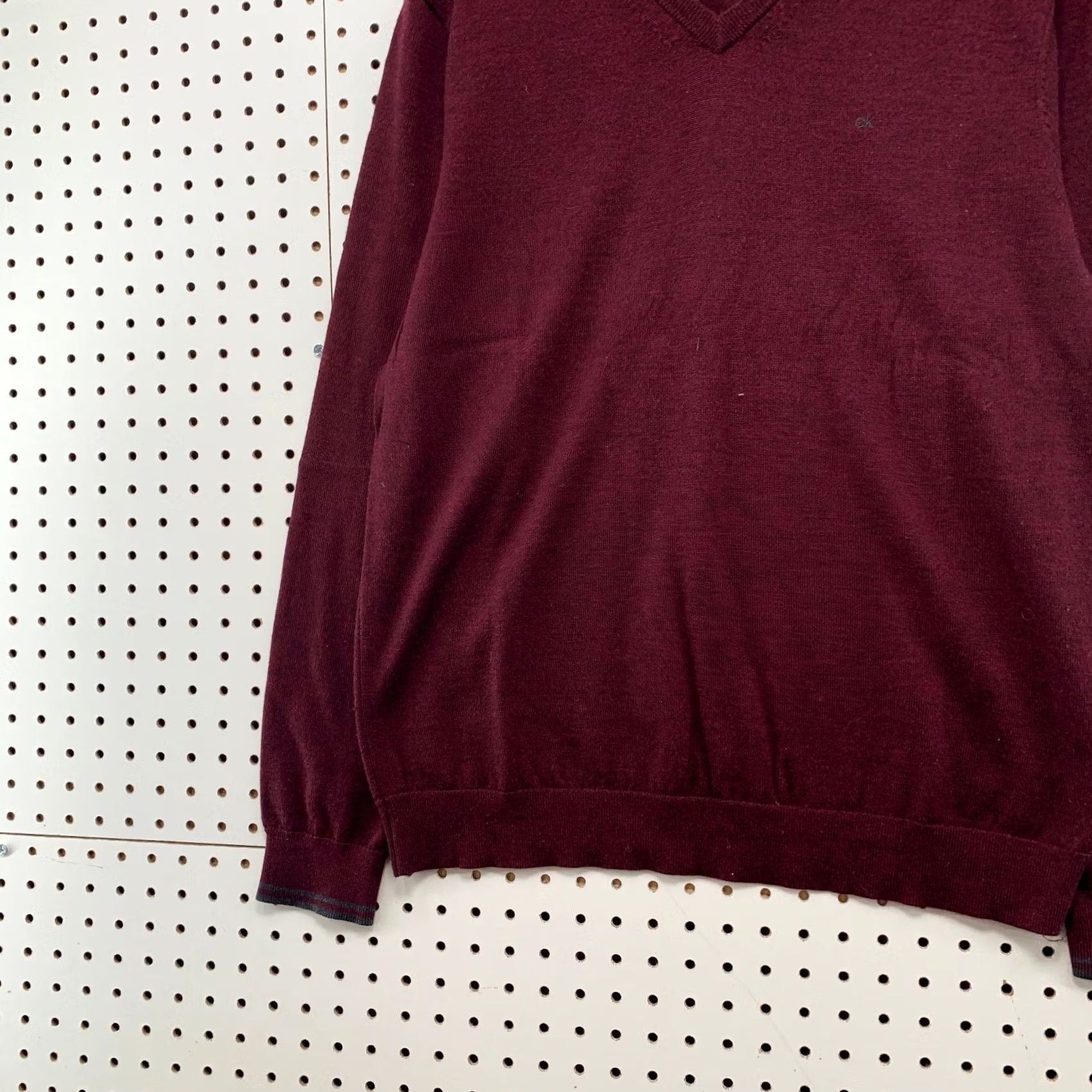 Calvin Klein Calvin Klein Merino Wool Sweater Mens Large Burgundy European Yarn Business Shirt Pullover Regular Knit Logo Winter Fall Men Size US L / EU 52-54 / 3 - 6 Thumbnail