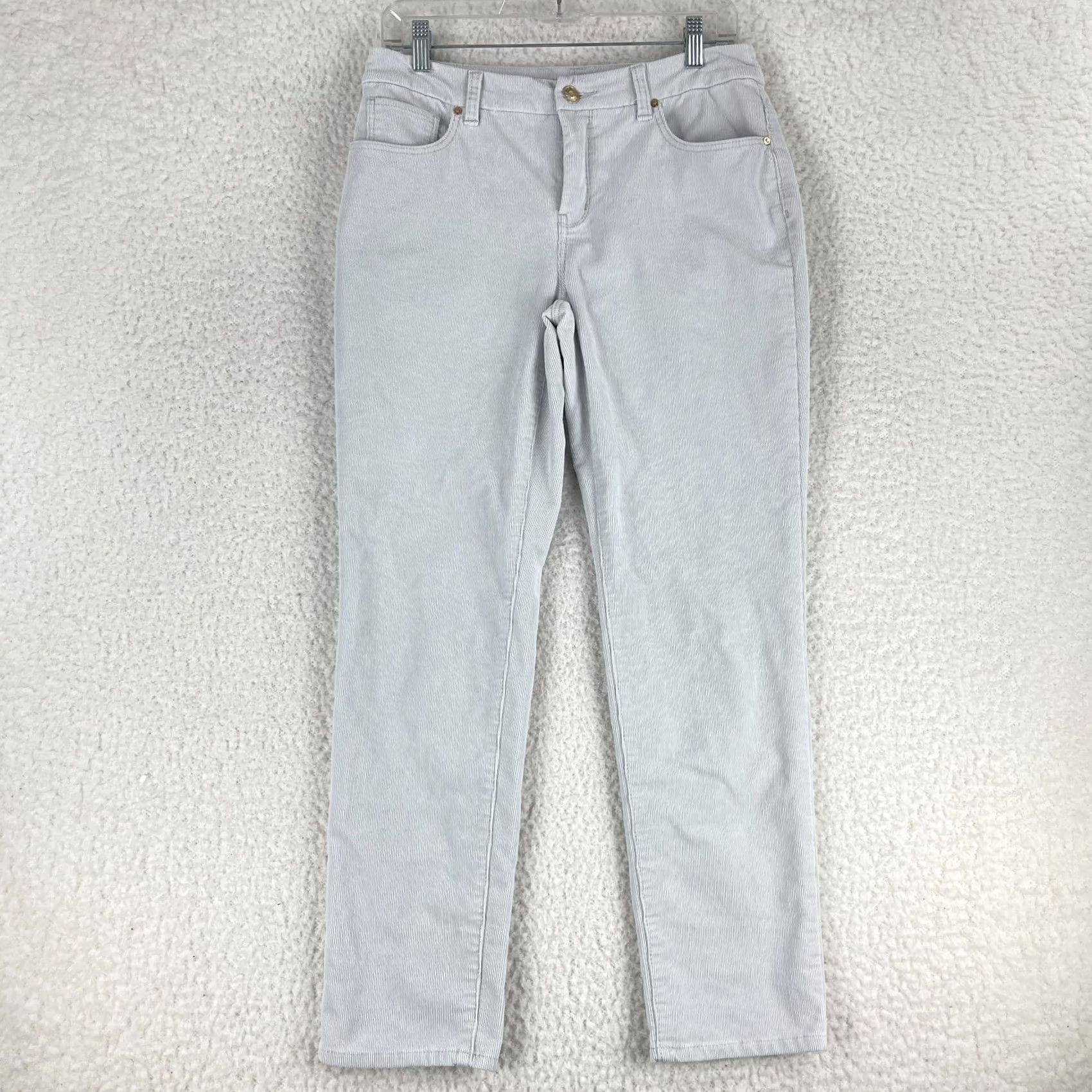 Vintage Chico's Gray Corduroy So Slimming Girlfriend Ankle Pants Womens XS Gray Corduroy Pants Slim Girlfriend Fit Ankle N/A Size 26" / US 2 / IT 38 - 2 Thumbnail