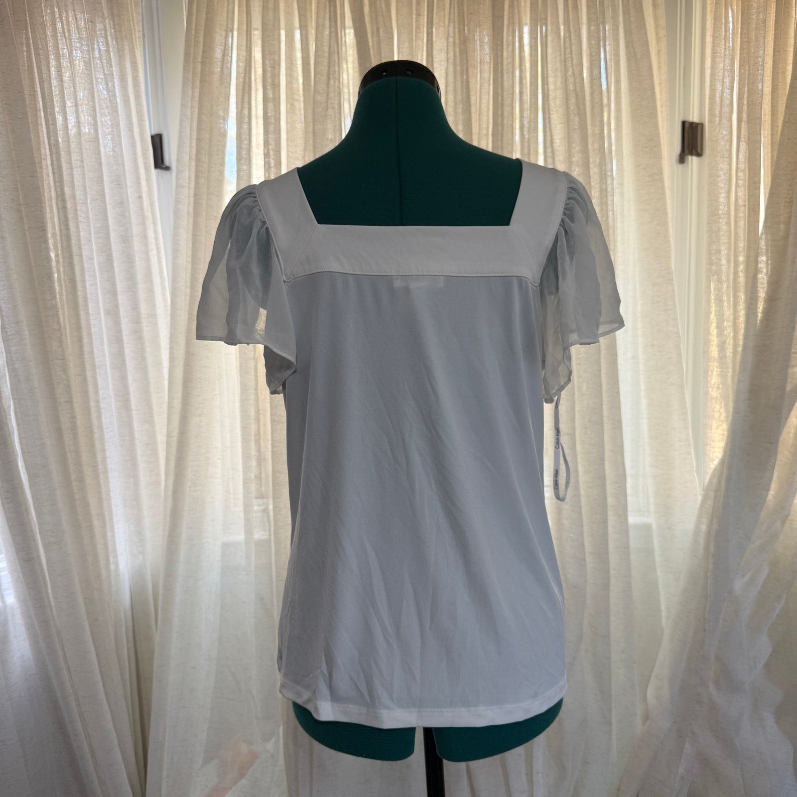 Calvin Klein Calvin Klein White Square-Neck Blouse | Sz S Size S / US 4 / IT 40 - 4 Thumbnail