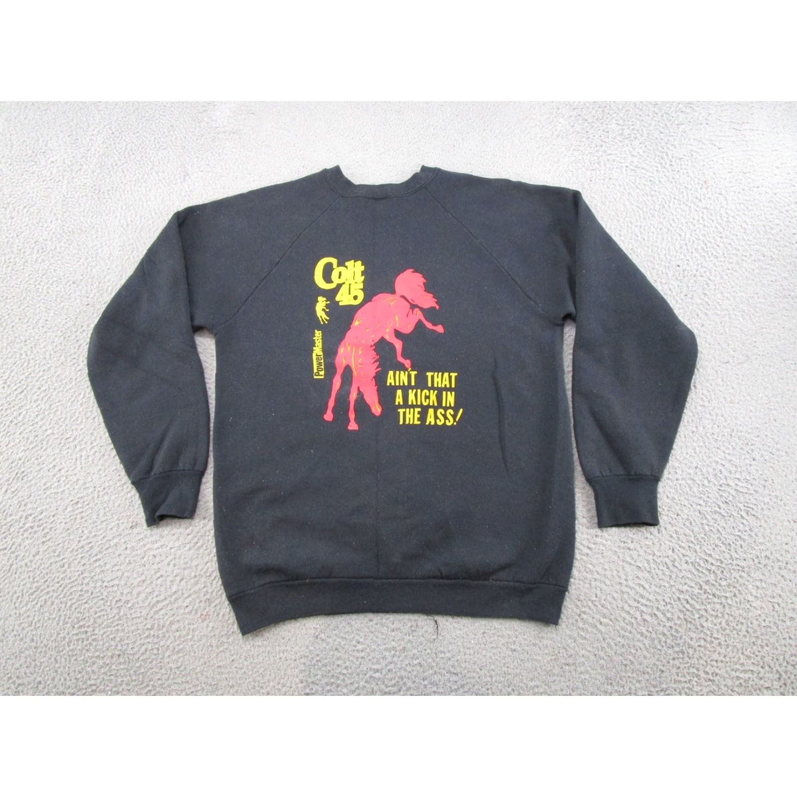 Fruit Of The Loom VINTAGE Colt 45 Malt Liquor Power Master Double Sided Sweatshirt Raglan Size L Black Nike? Size US L / EU 52-54 / 3 - 2 Thumbnail