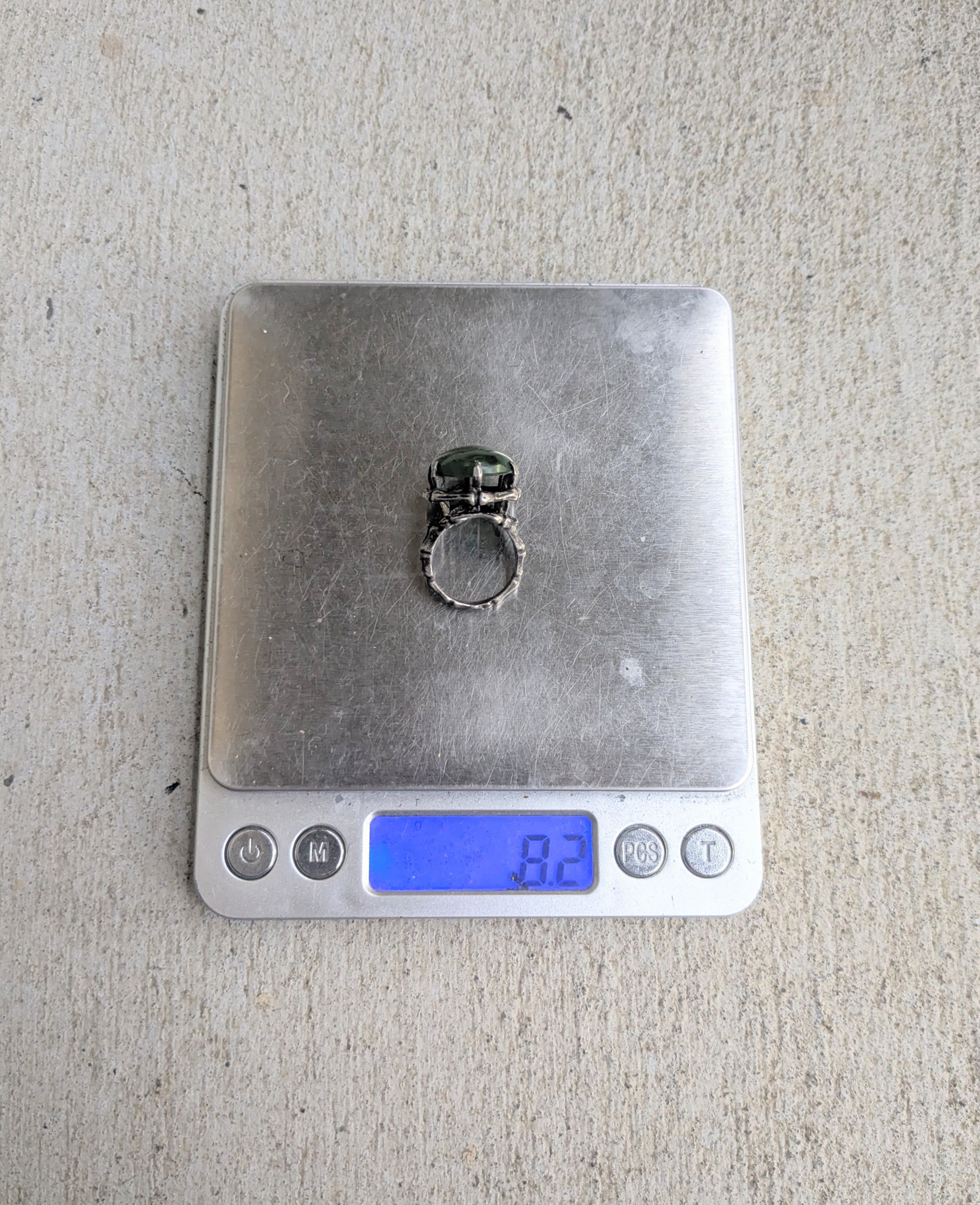 Vintage Vintage Sterling Silver Ring Green Jade 5.25 Brutalist Size ONE SIZE - 14 Thumbnail