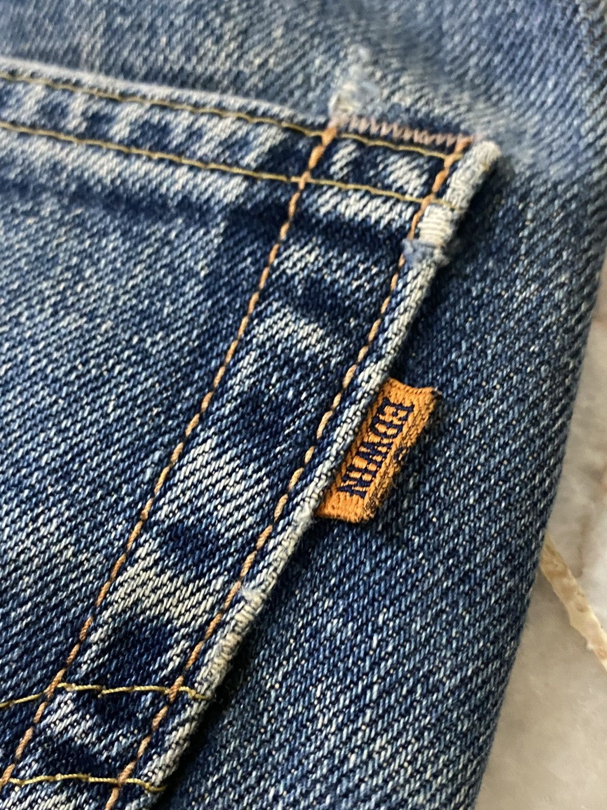 Edwin Vintage Edwin 505x Washed Orange Tab Ripped Selvedge Denim Size US 30 / EU 46 - 19 Thumbnail