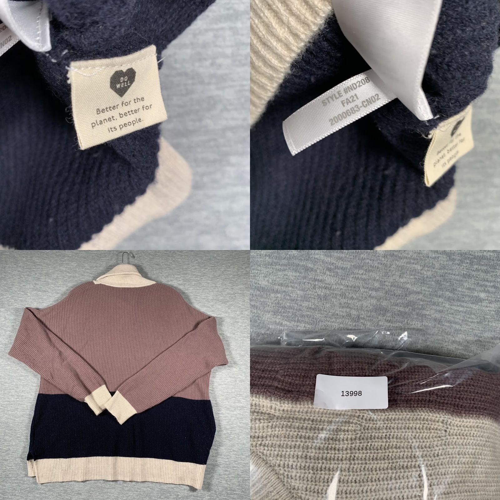 Madewell Madewell Sweater Womens L Multicolor Stripe Mock Neck 1/4 Zip Pockets Knit Size L / US 10 / IT 46 - 9 Thumbnail