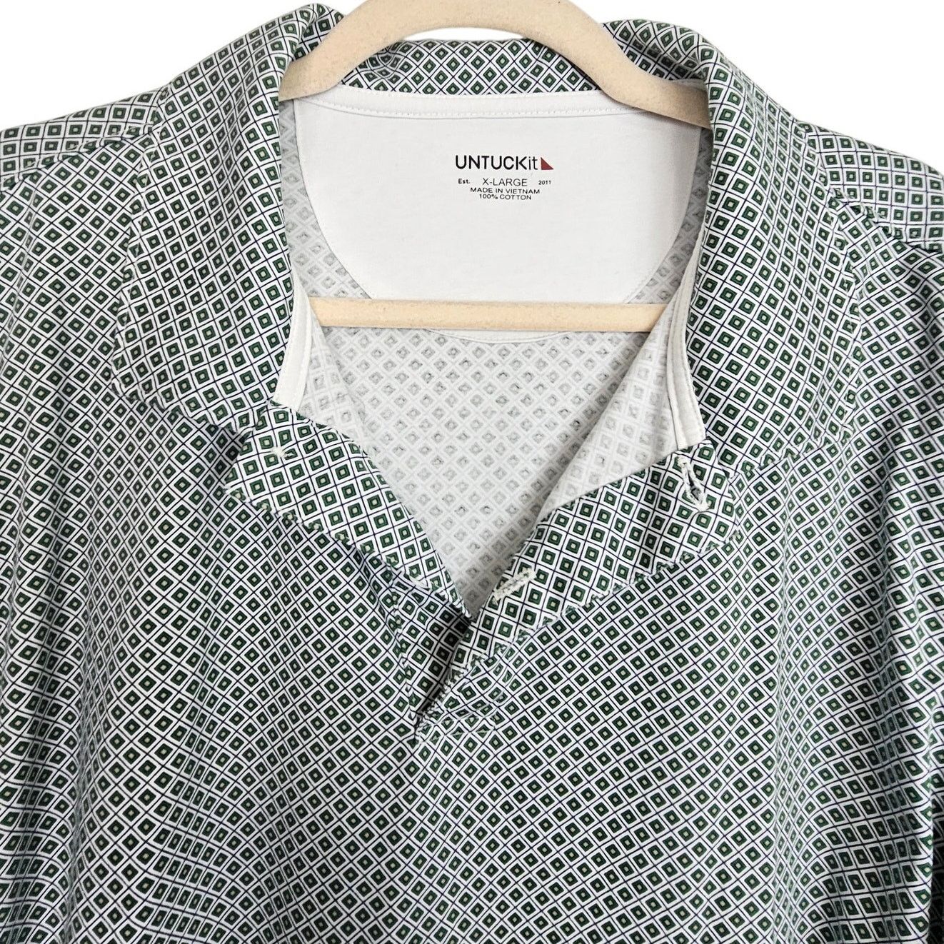 UNTUCKit Untuckit Mens Diamond Print Polo Shirt XL Business Casual Size US XL / EU 56 / 4 - 2 Thumbnail