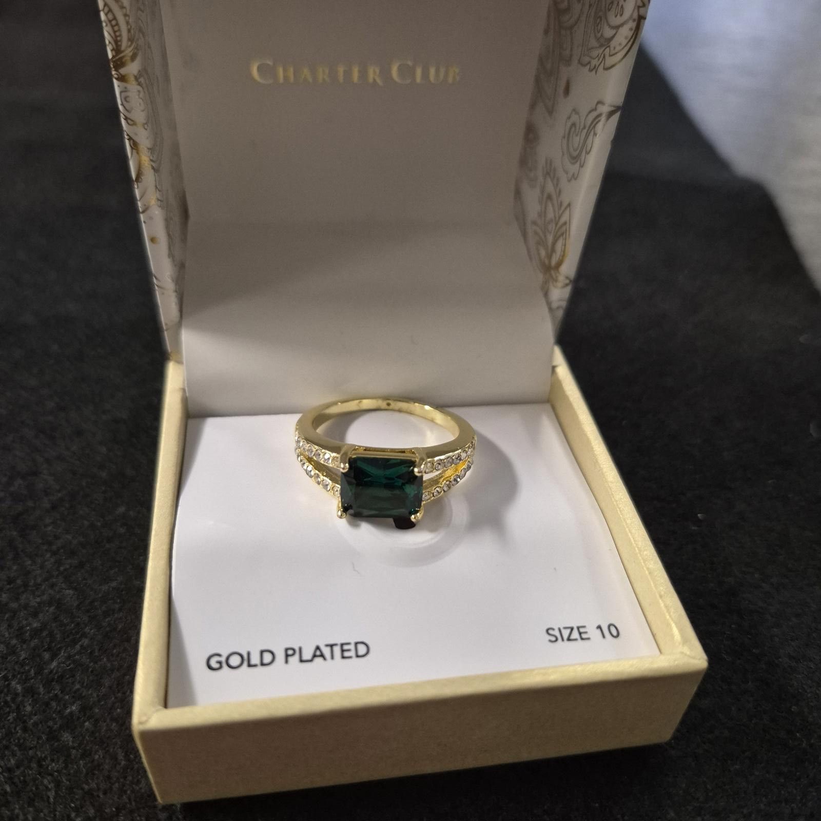 Charter Club Charter Club Gold-Tone Green Stone Two-Row Band Ring Size 10 Size ONE SIZE - 3 Thumbnail
