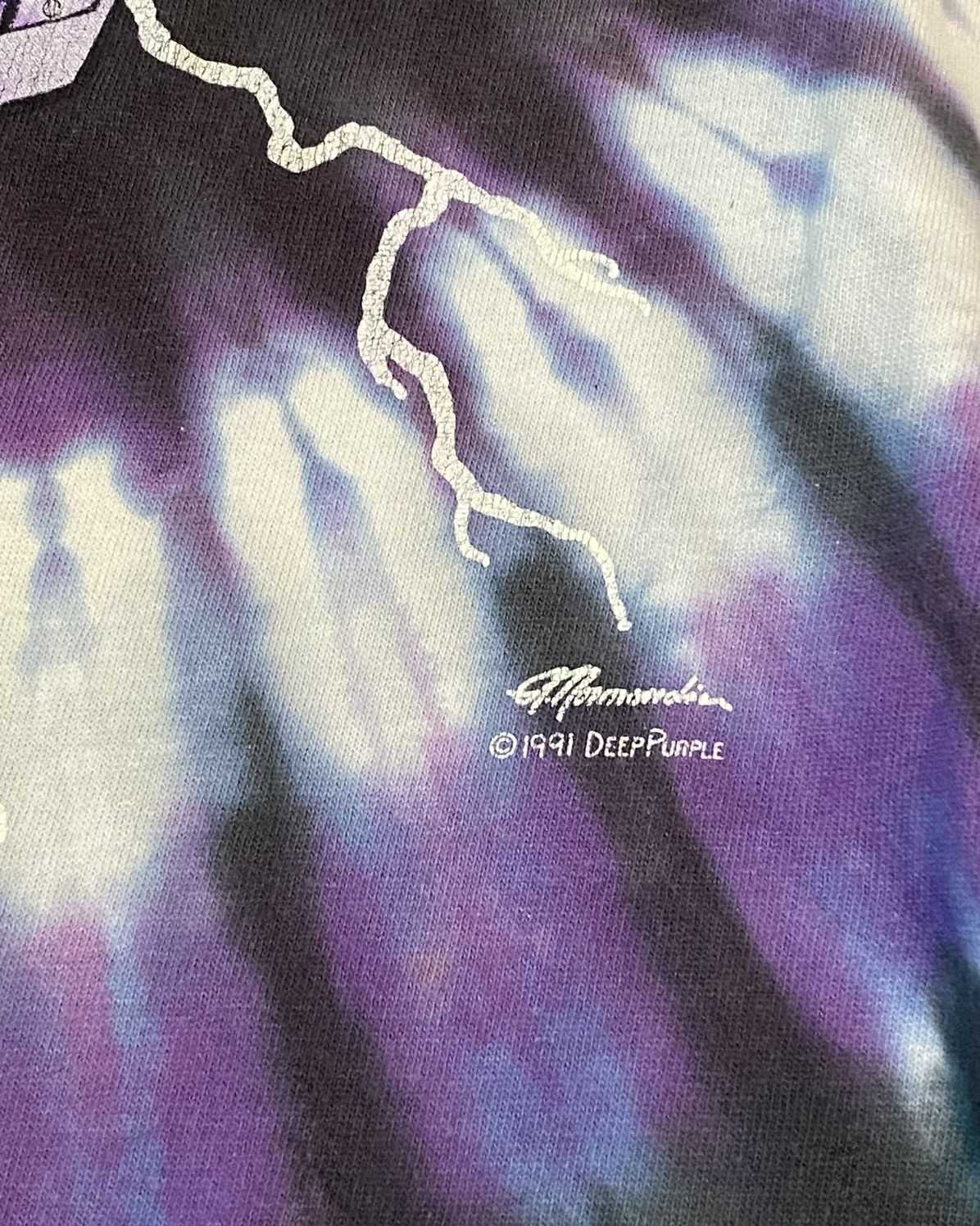 Fruit Of The Loom Tshirt Vintage Deep Purple 1991 Slaves And Masters Thunder Size US XL / EU 56 / 4 - 9 Thumbnail