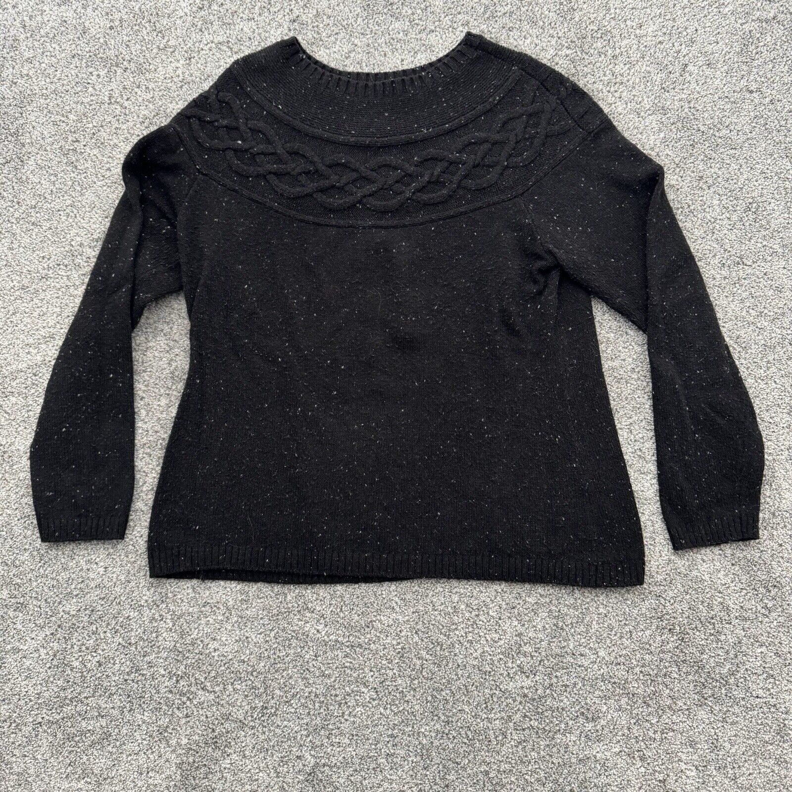 Other Talbots Sweater M Petite Black Cable Knit Speckled Academia Size M / US 6-8 / IT 42-44 - 1 Thumbnail