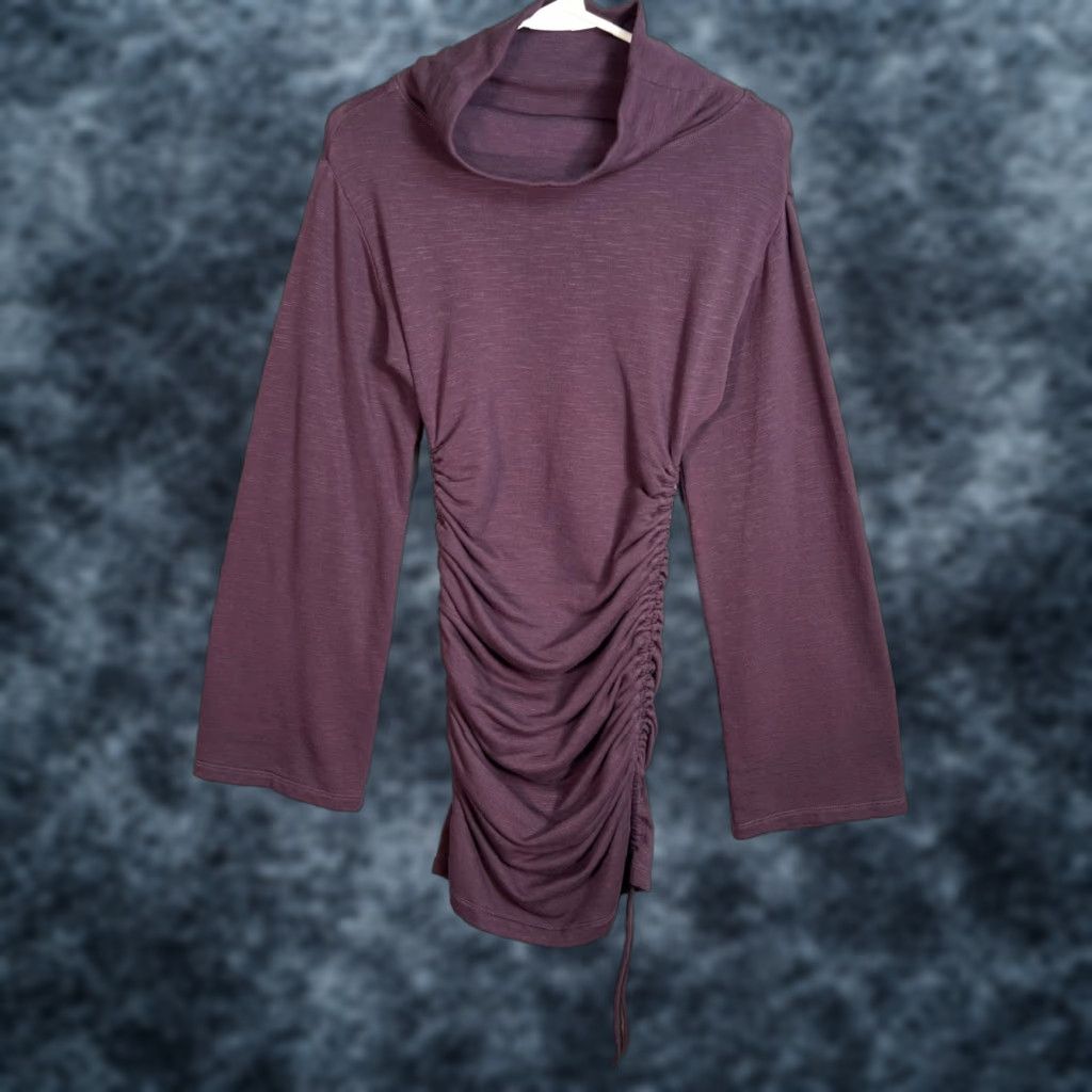 Vintage VINTAGE Daily Practice Purple Ruched Long Sleeve Cotton Bodycon Tunic Dress Womens XXS Spring Summer Size XXS / US 00 / IT 34 - 1 Thumbnail