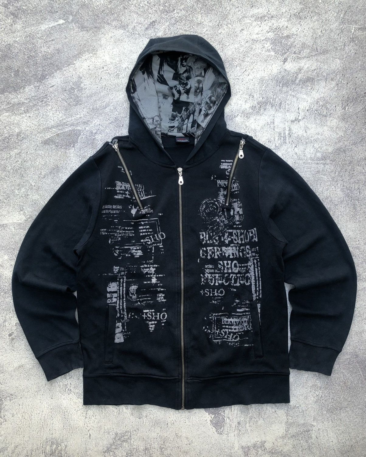 If Six Was Nine × Le Grande Bleu (L.G.B.) Vintage intercrew poem “bernings sho” multi zip bondage Size US L / EU 52-54 / 3 - 3 Thumbnail