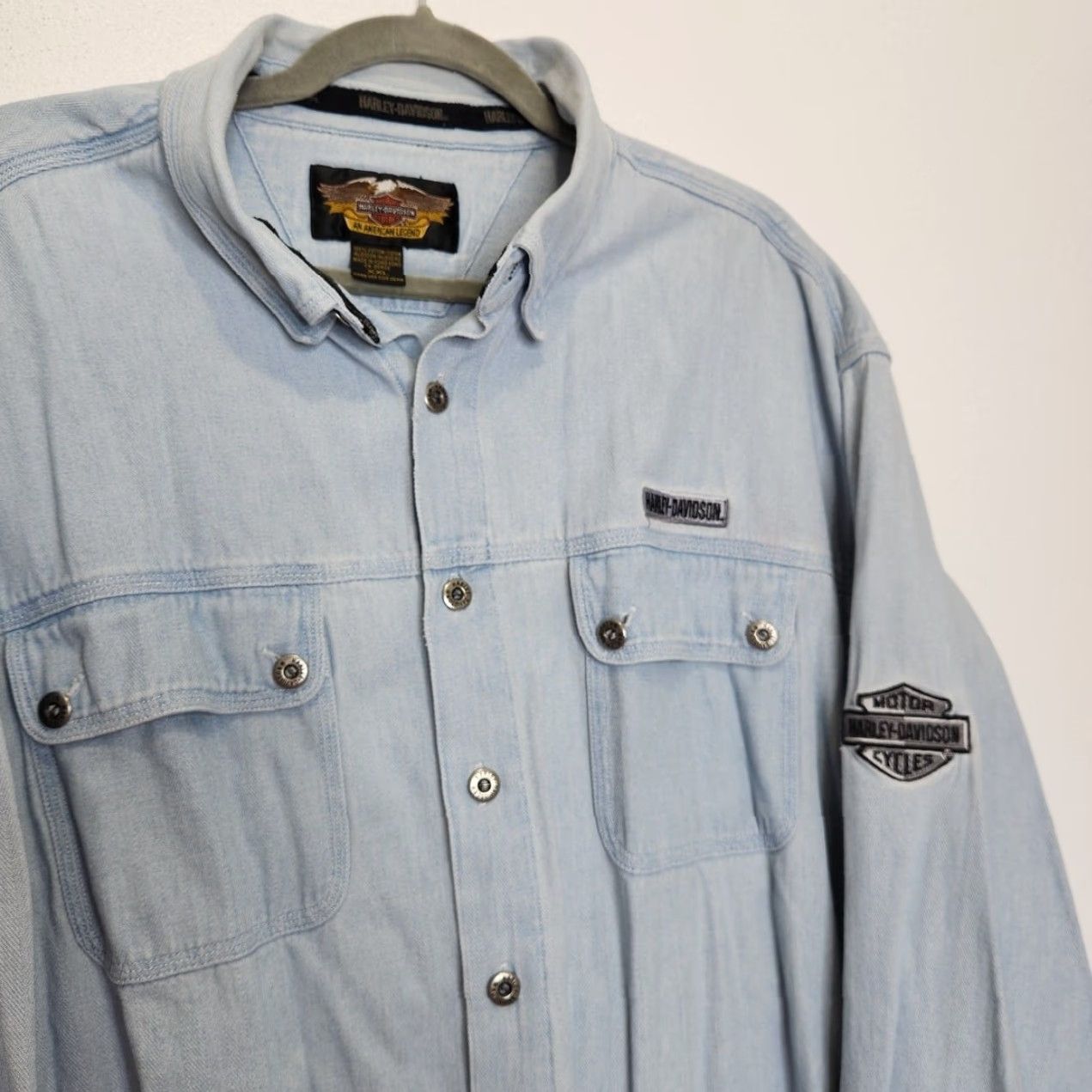 Harley Davidson Harley Davidson Button Flannel Denim XXL Logo Vintage VTG Unisex Adults Long Sleeve Blue 2XL Regular Shirt Mens Boys Womens? Size US XXL / EU 58 / 5 - 5 Thumbnail