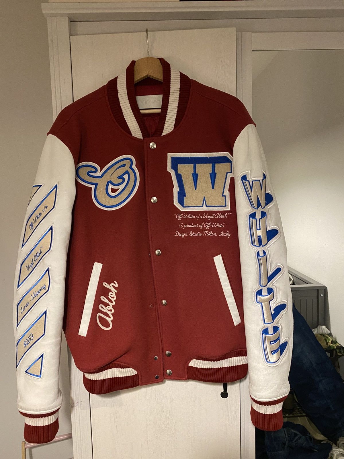 Off-White Off White Varsity leather ON THE GO Jacket Size US L / EU 52-54 / 3 - 1 Thumbnail