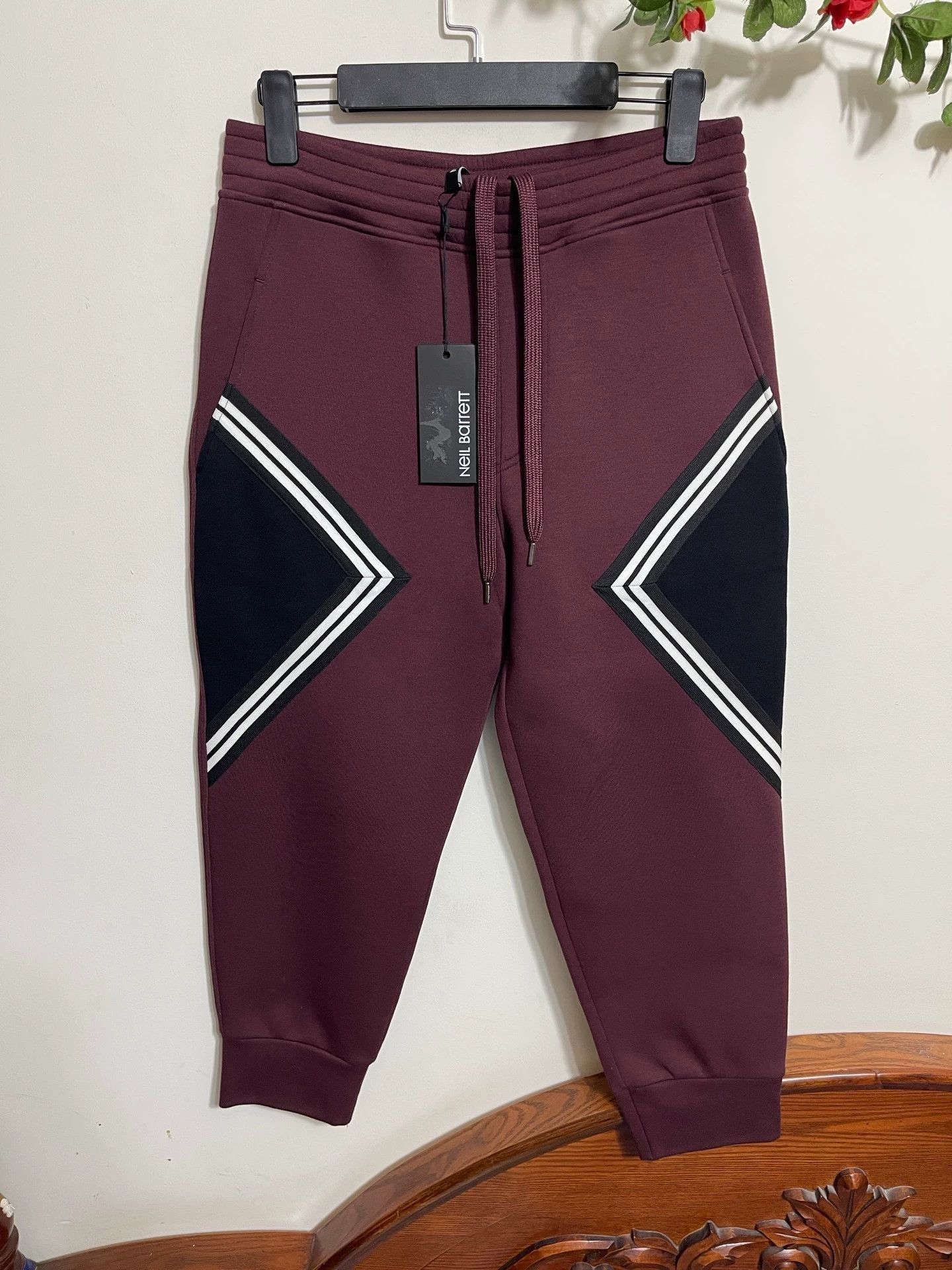 Neil Barrett Red Colorblock Sweatpants with Striped Accents Size US 32 / EU 48 - 1 Thumbnail