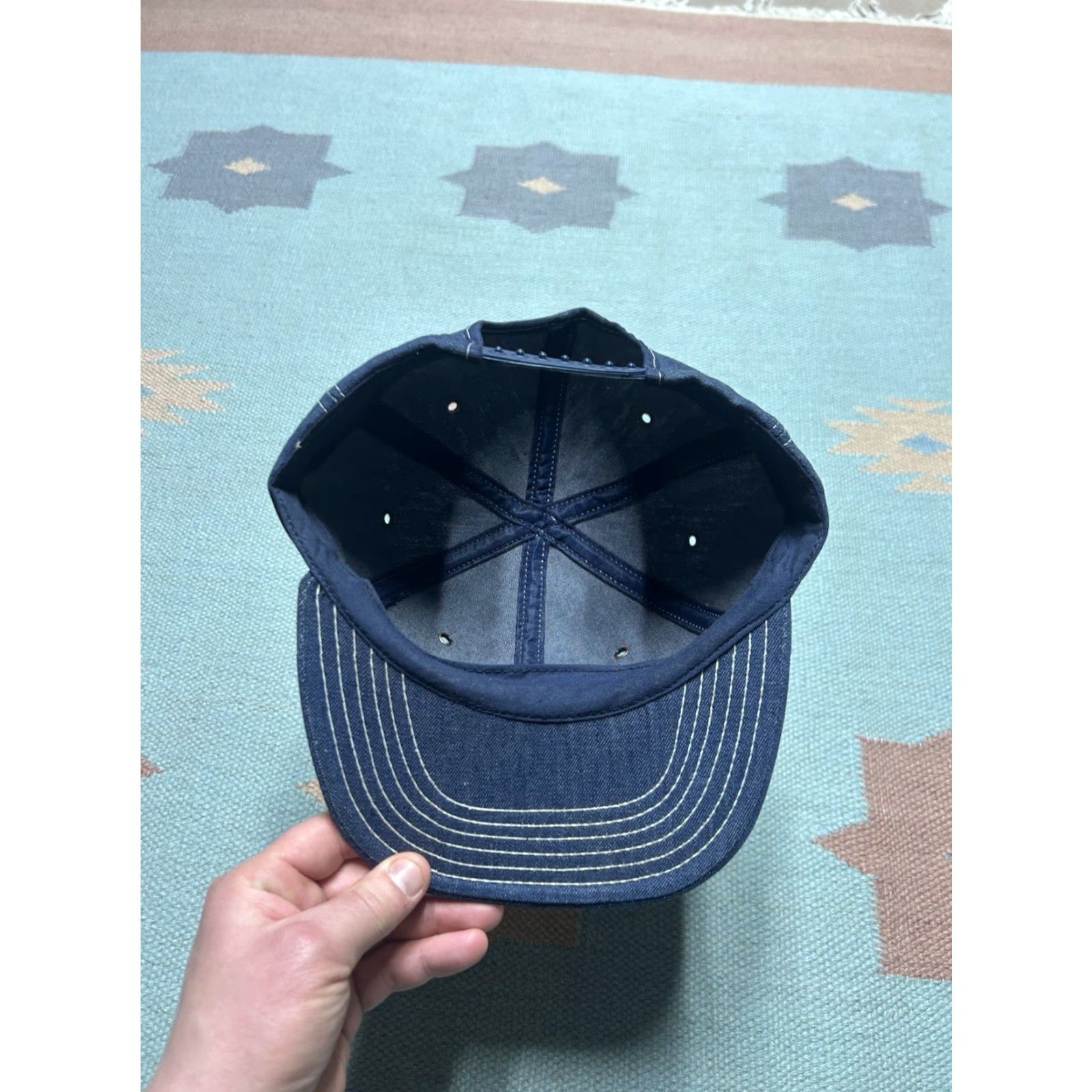 Vintage VINTAGE 80s Snapback Hat Denim Cap USA Patch Made in USA Unbranded Adjustable Men Blue Denim Snapback Hat Mens US Theme 80s Size ONE SIZE - 5 Thumbnail