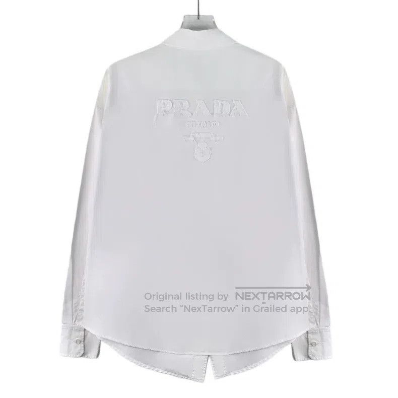 Prada Prada 22 white logo letter embroidery cotton lapel single- Size XS / US 0-2 / IT 36-38 - 2 Thumbnail