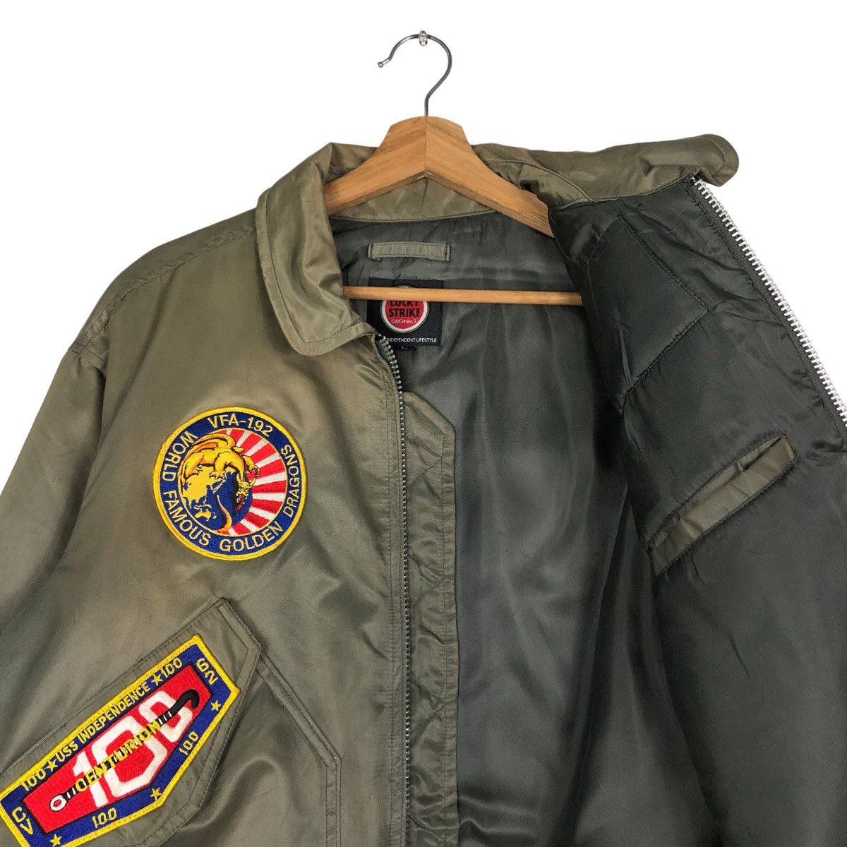 Vintage Vintage Fly Bomber Jacket Riot Riot Lucky Strike Full Patch Size US L / EU 52-54 / 3 - 13 Thumbnail