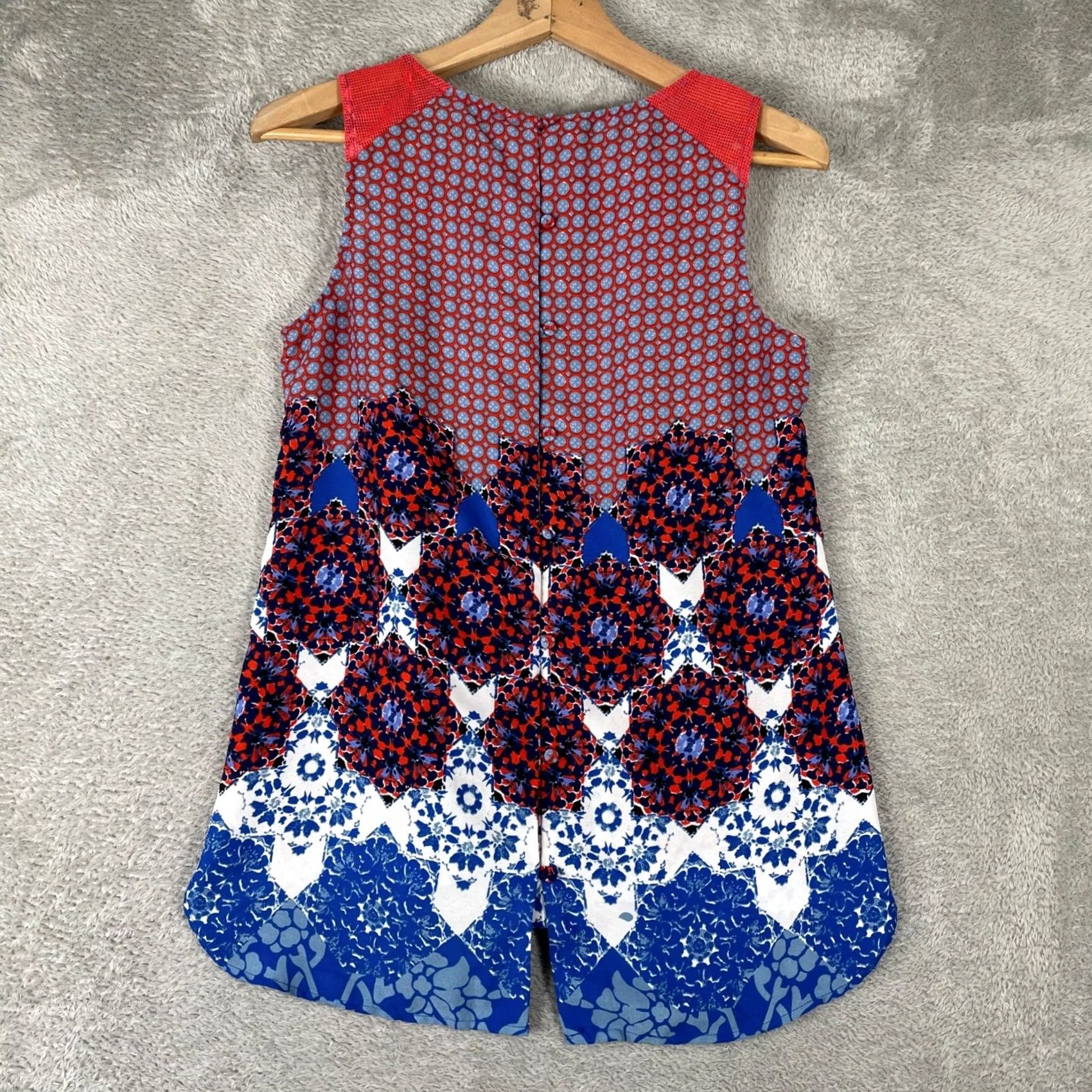 Vintage Daniel Rainn Tank Top Womens XS Petite Red Blue Lace Crochet Boho Shell Floral Size XS / US 0-2 / IT 36-38 - 4 Thumbnail