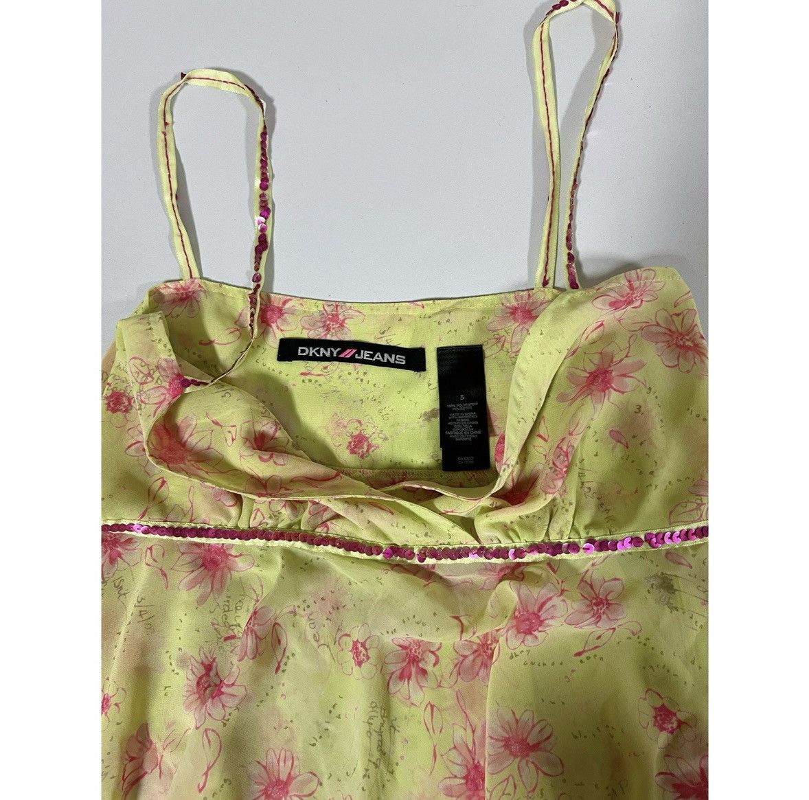 DKNY DKNY Floral Sequin Fairy Y2K Babydoll Top Shirt Size 5 🧚🏼‍♀️✨ Size S / US 4 / IT 40 - 3 Thumbnail