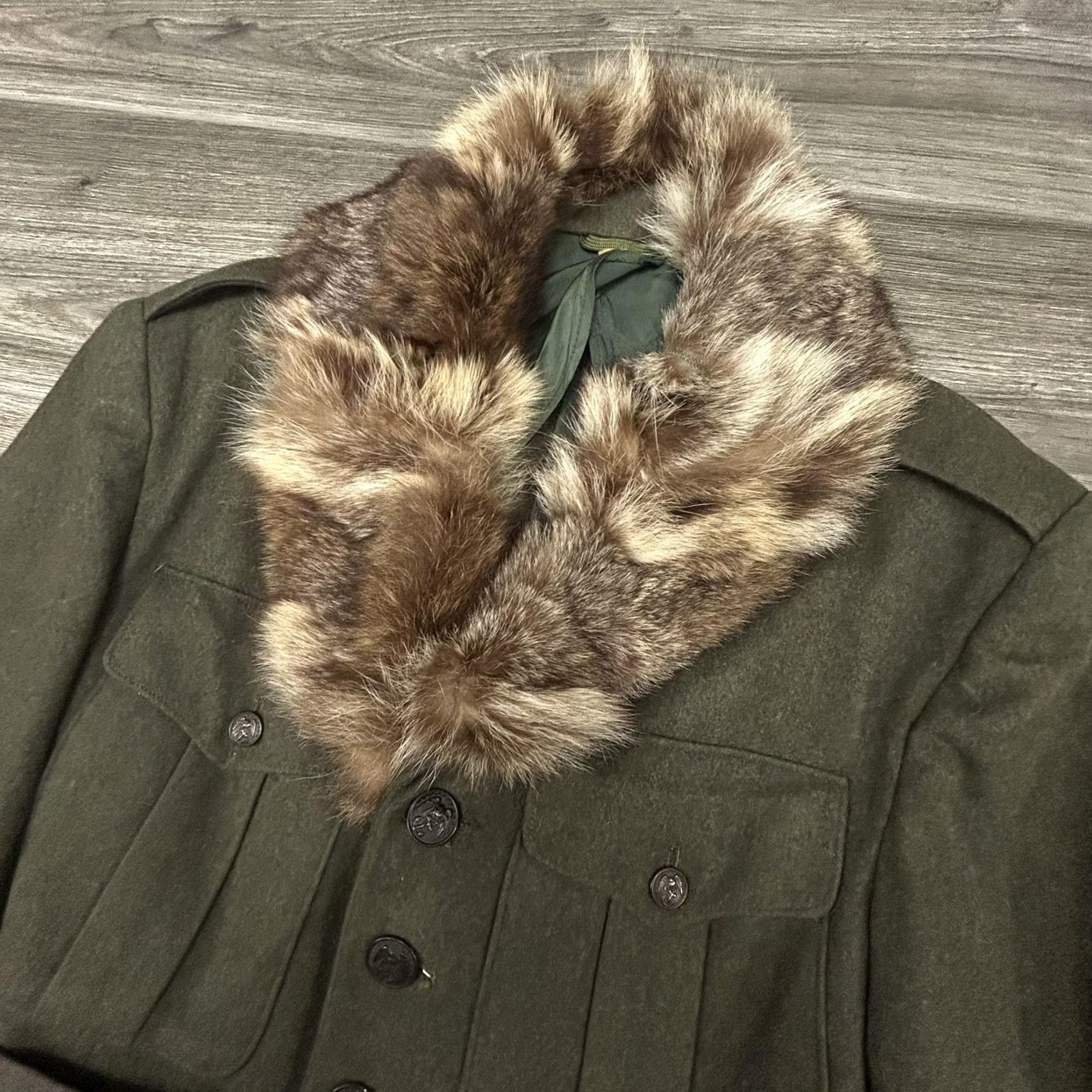 Alpha Industries VINTAGE US Marines Wool Coat Mens Small Military Overcoat Fur Shawl Collar Belted Pockets Regular Fit Size US XXS / EU 40 - 5 Thumbnail