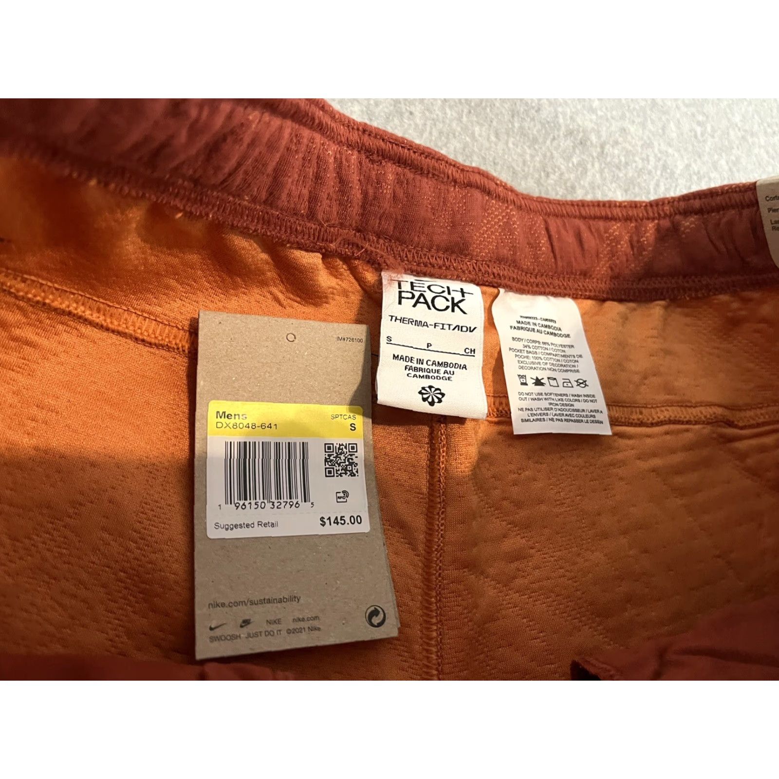 Nike Nike Therma-Fit ADV Tech Pack Fleece Joggers Sweat Pants Mens Small NWT Brown/Orange Jogger Activewear Redesign 90s? Size US 29 - 2 Thumbnail