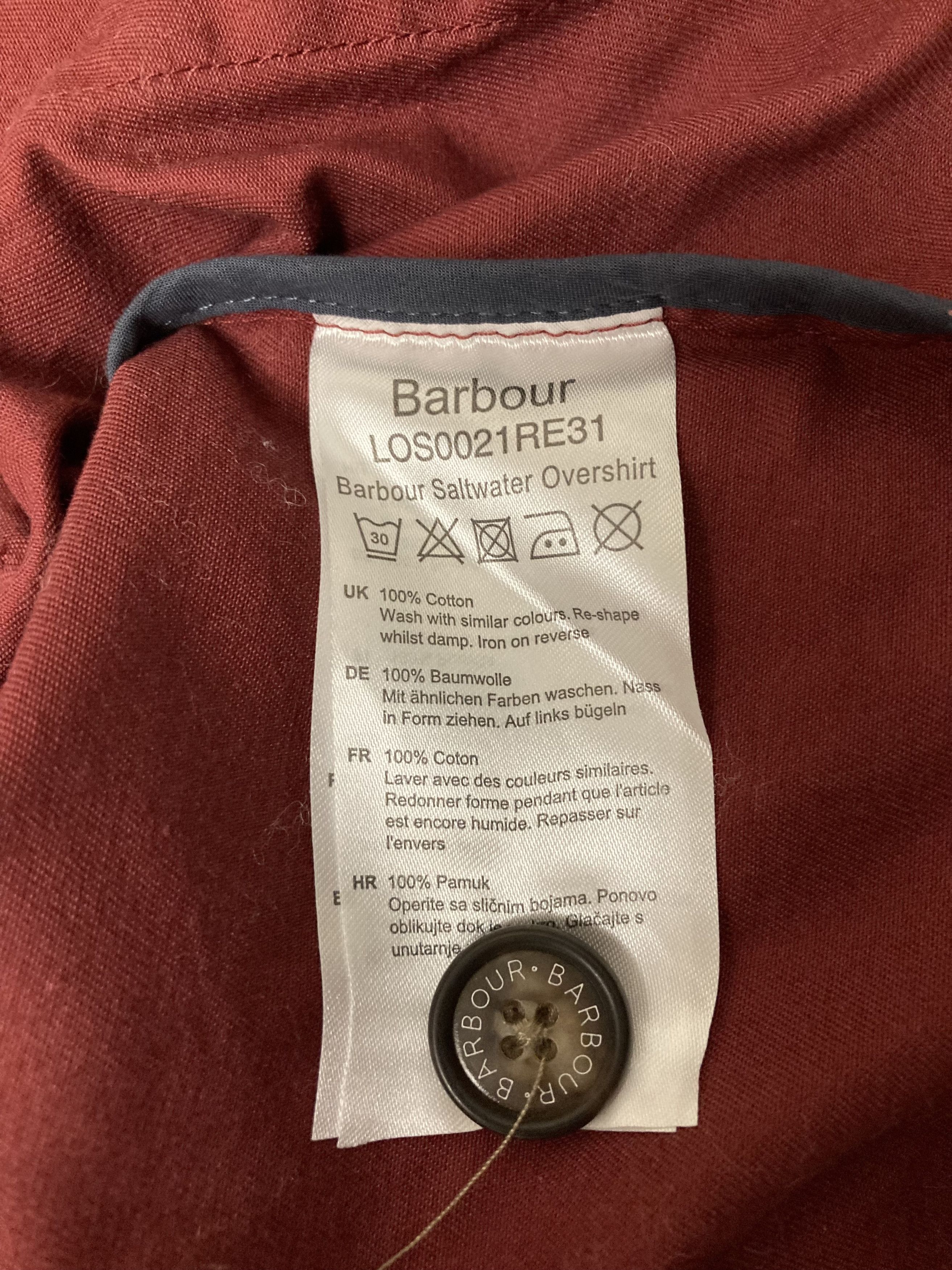 Barbour Barbour Saltwater Overshirt Burgundy Red Mulberry Cotton Size L / US 10 / IT 46 - 8 Thumbnail