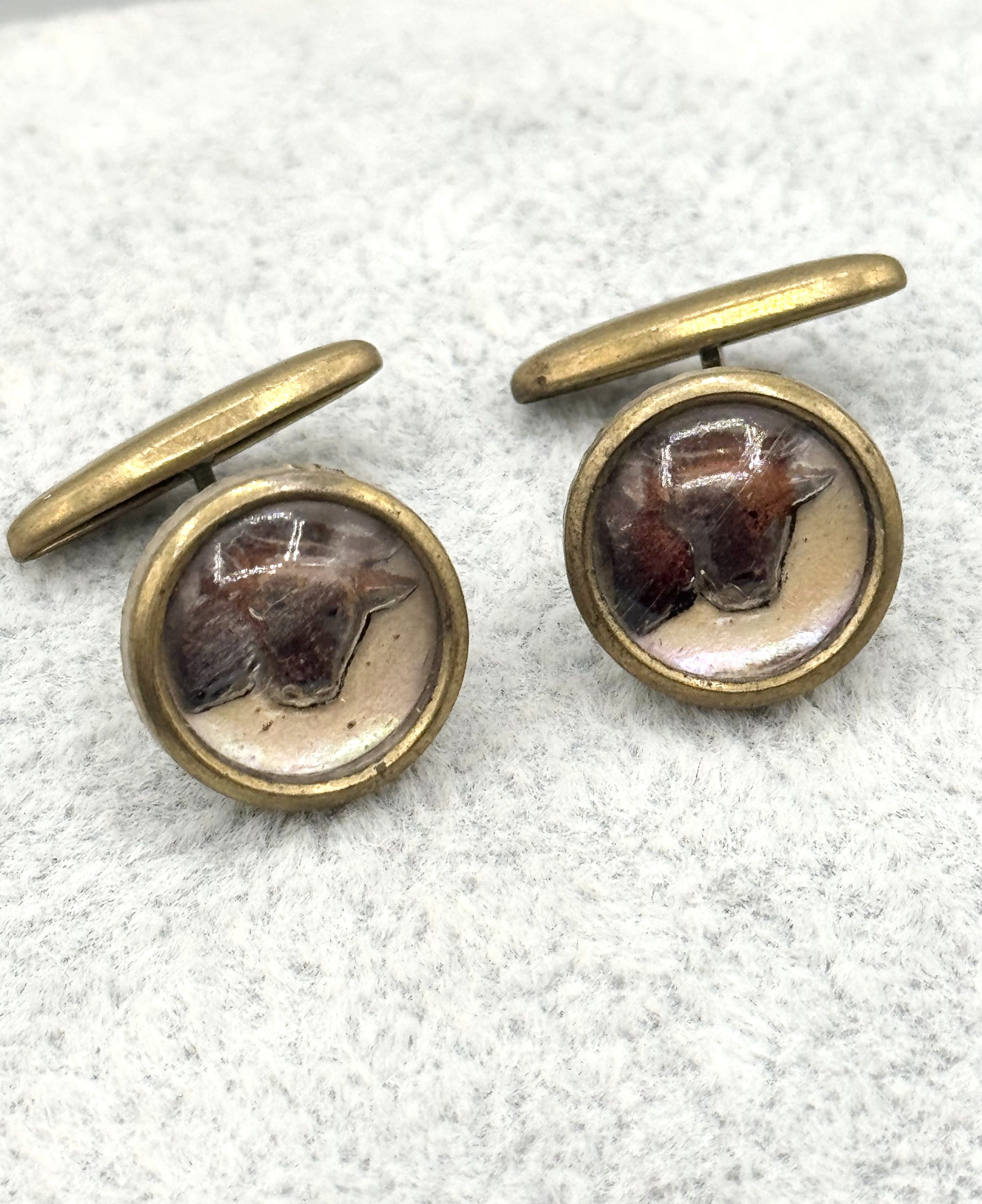 Vintage Vintage estate art deco bubble art glass horse cuff links cu Size ONE SIZE - 1 Thumbnail