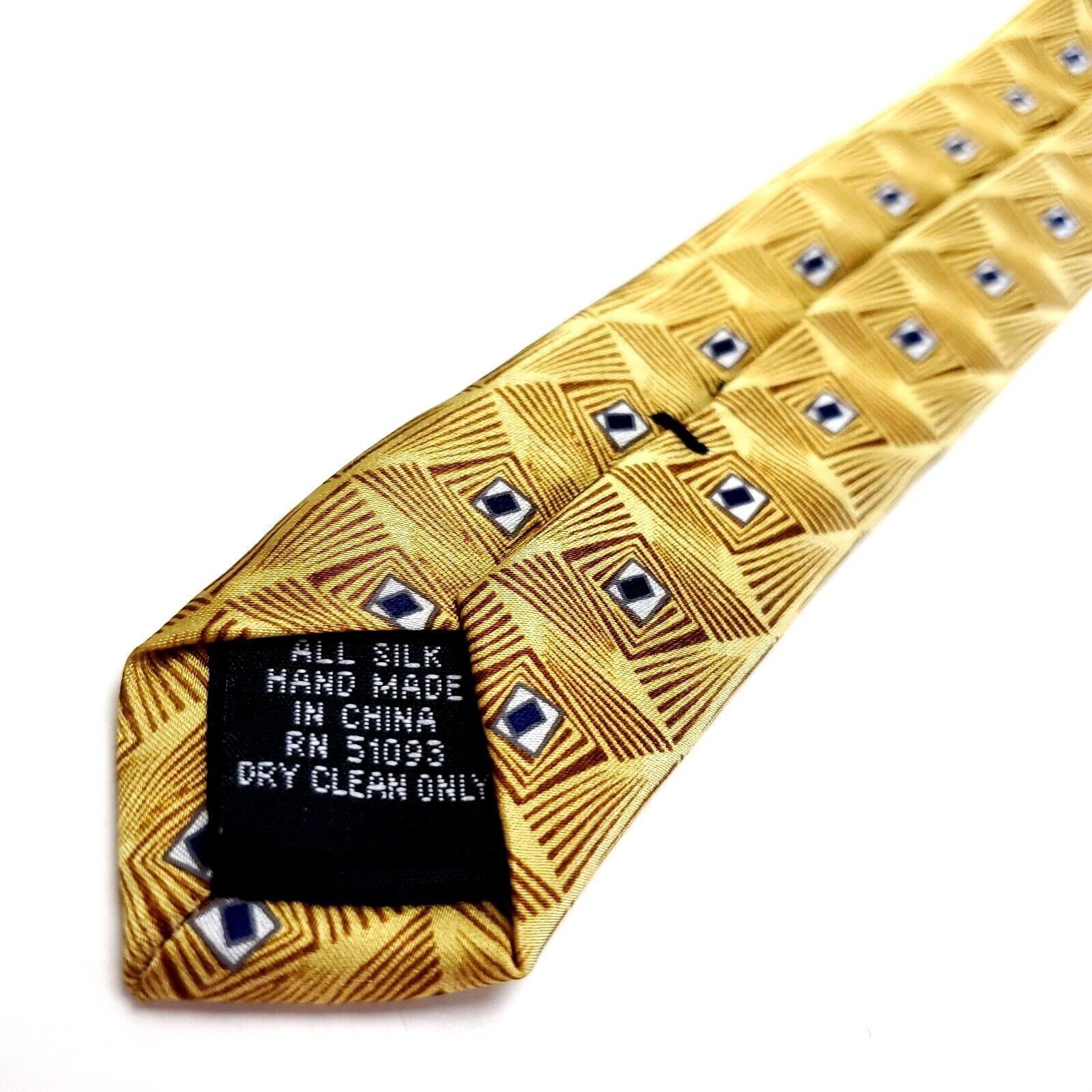 Stafford Stafford Yellow Silk Tie Woven Geometric Size ONE SIZE - 5 Thumbnail